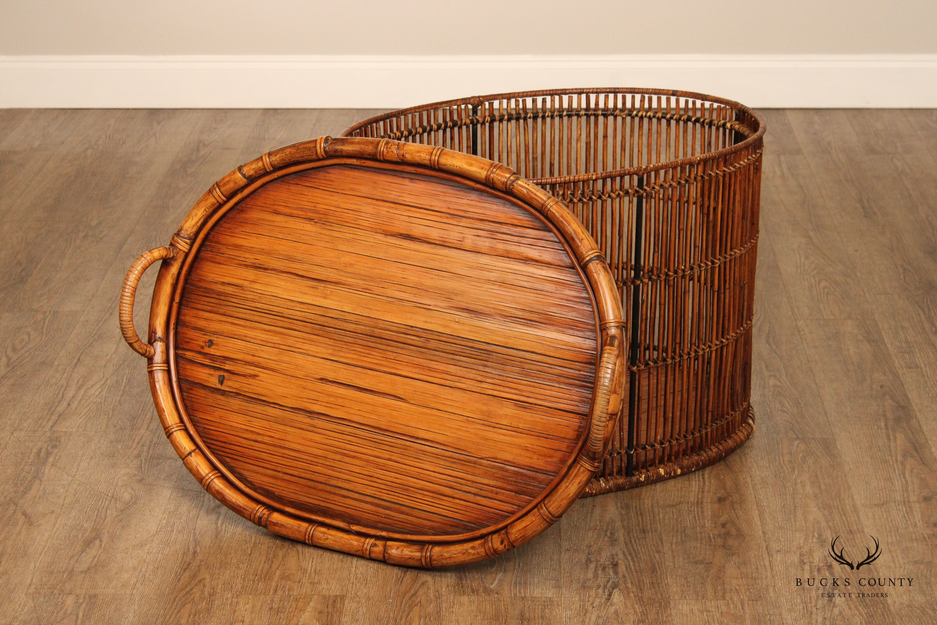 Palecek Bamboo and Rattan Oval Tray Table