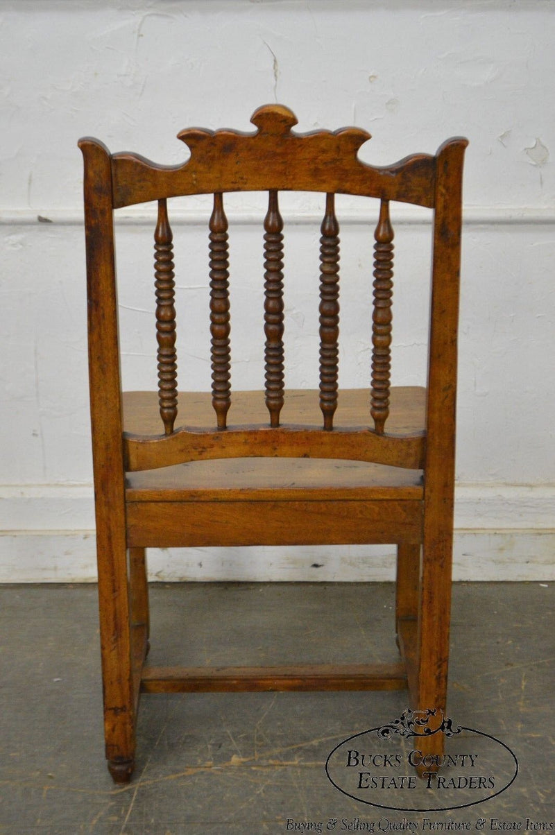Rustic Set of 8 Solid Hardwood Spindle Back Dining Chairs