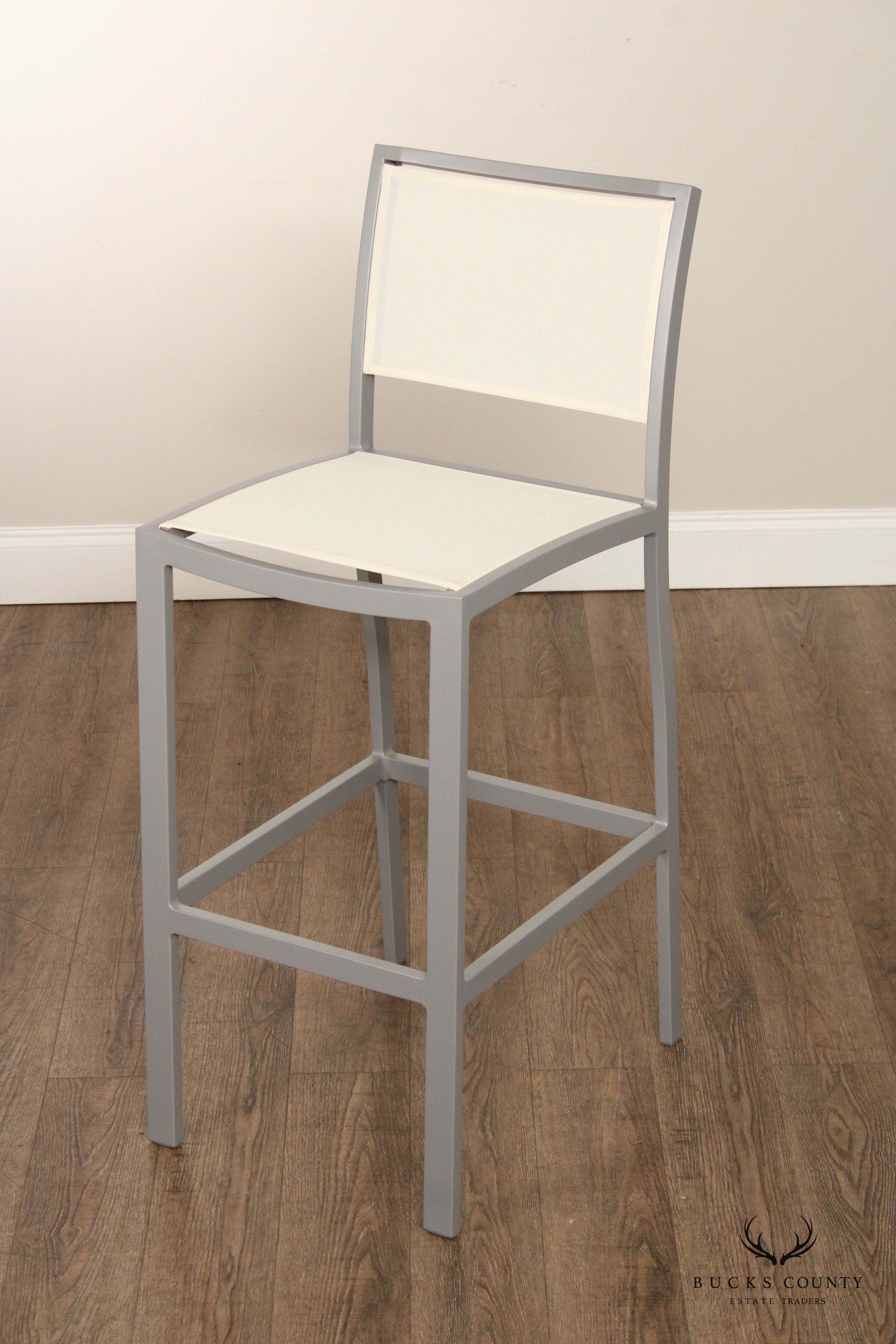 JANUS ET CIE 'KOKO II' SET OF FOUR ALUMINUM AND MESH BARSTOOLS