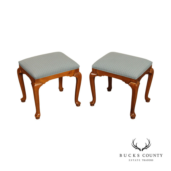 Ethan Allen Queen Anne Style Pair of Maple Benches or Stools