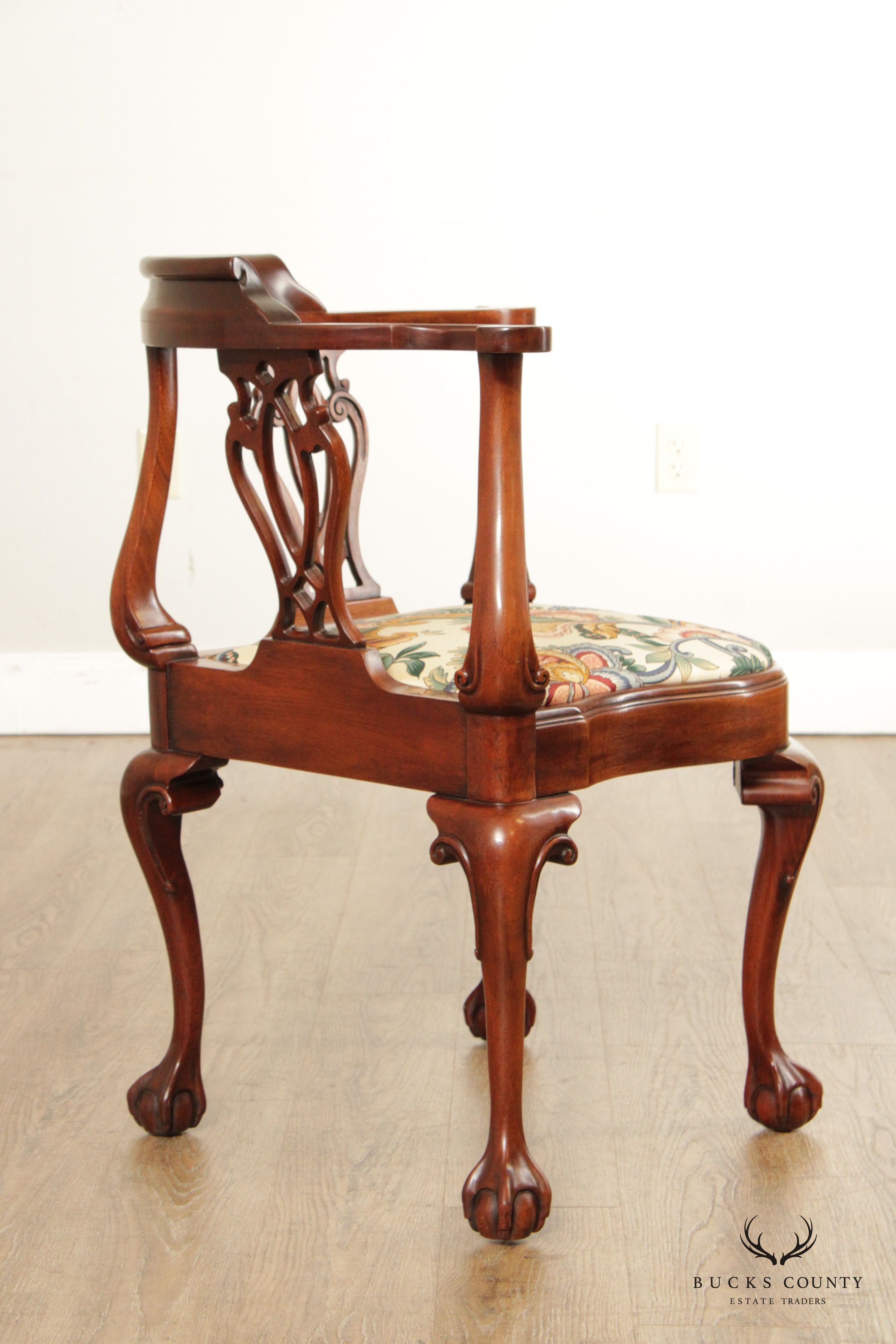 Southwood Chippendale Style Mahogany Ball and Claw Corner Chair