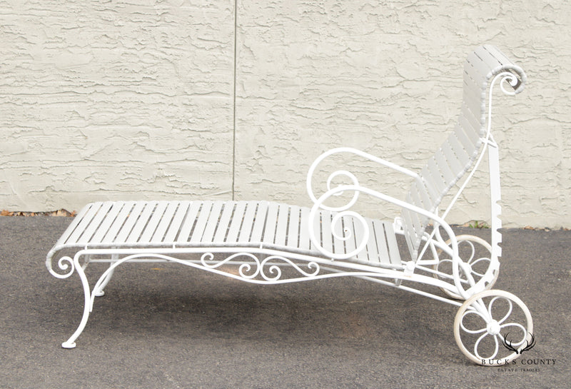 Vintage Scrolled Iron Pair of Patio Chaise Lounges (B)