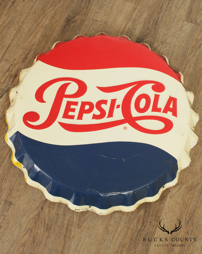 Pepsi Cola Vintage Set 3 Metal Bottle Cap Signs, Stout