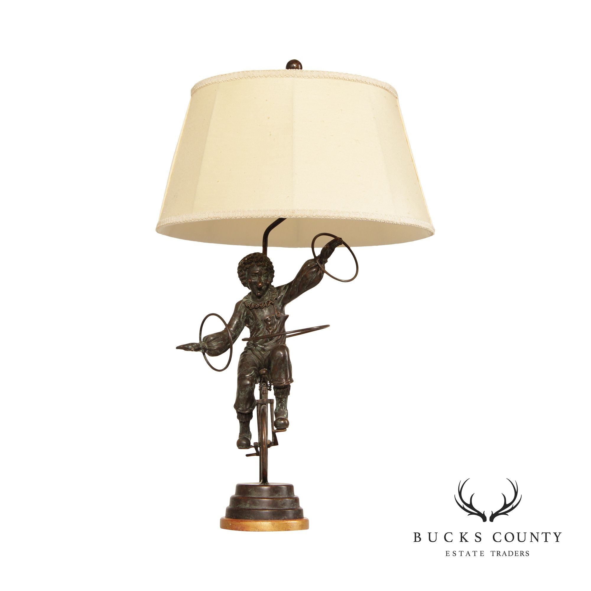 Bronze Unicycle Clown Table Lamp