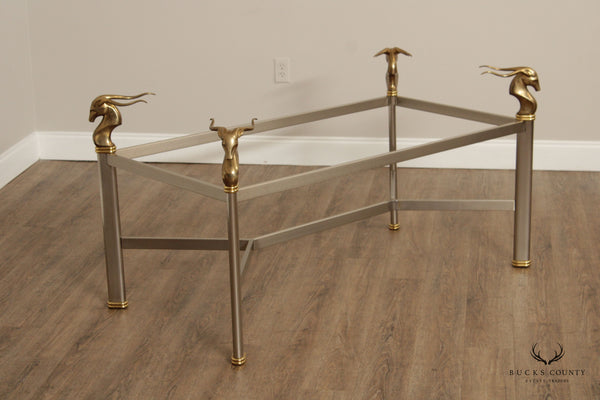 Neoclassical Style Vintage Brass and Steel Rams Head Dining Table