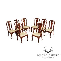 Stickley Mahogany Set 8 Queen Anne Style Dining Chairs