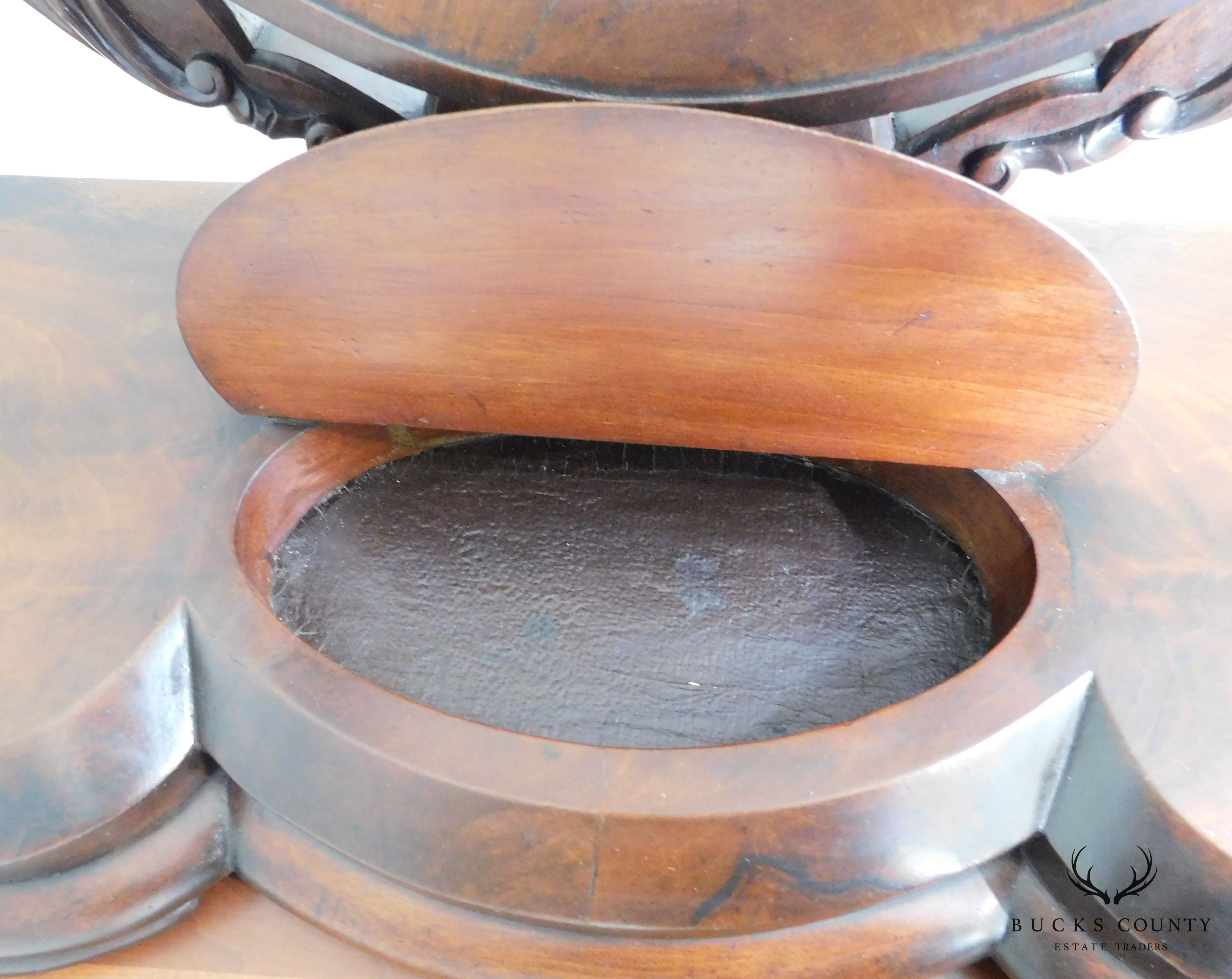 Victorian Shaving Mirror on Walnut Stand