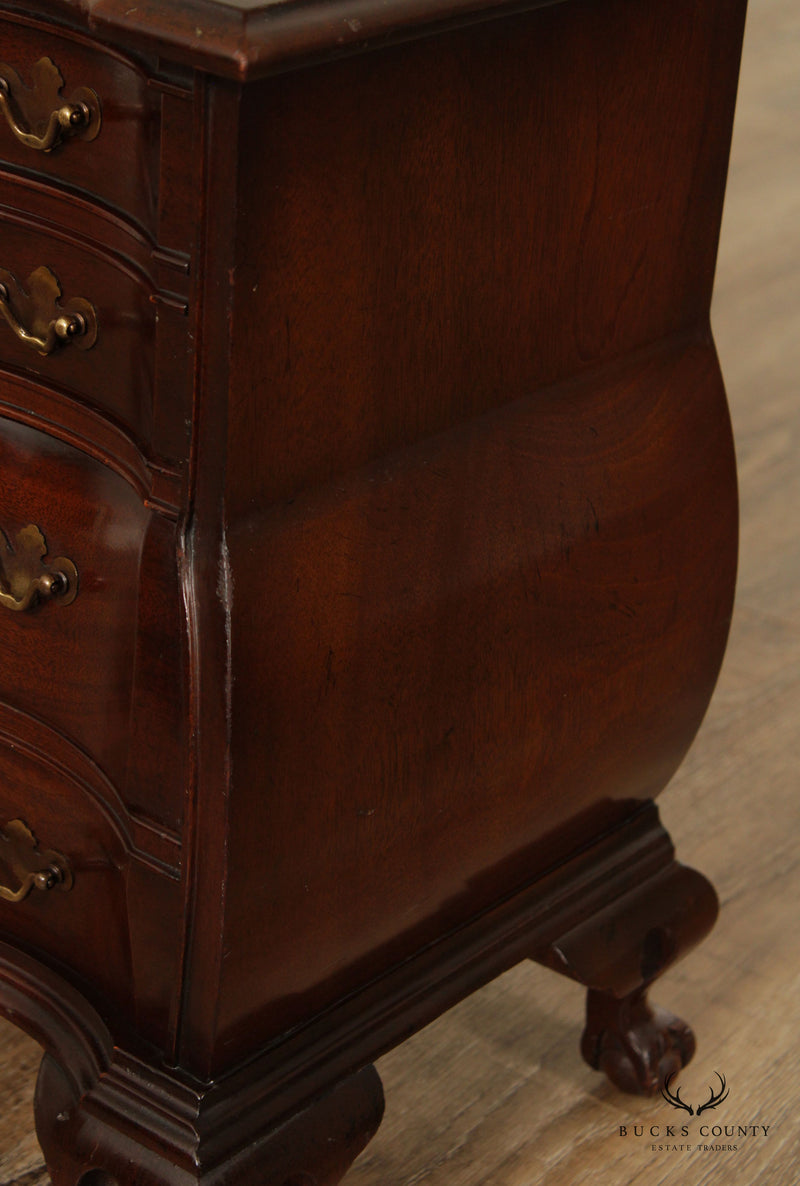 Chippendale Style Small Mahogany Bombe Accent Chest Nightstand