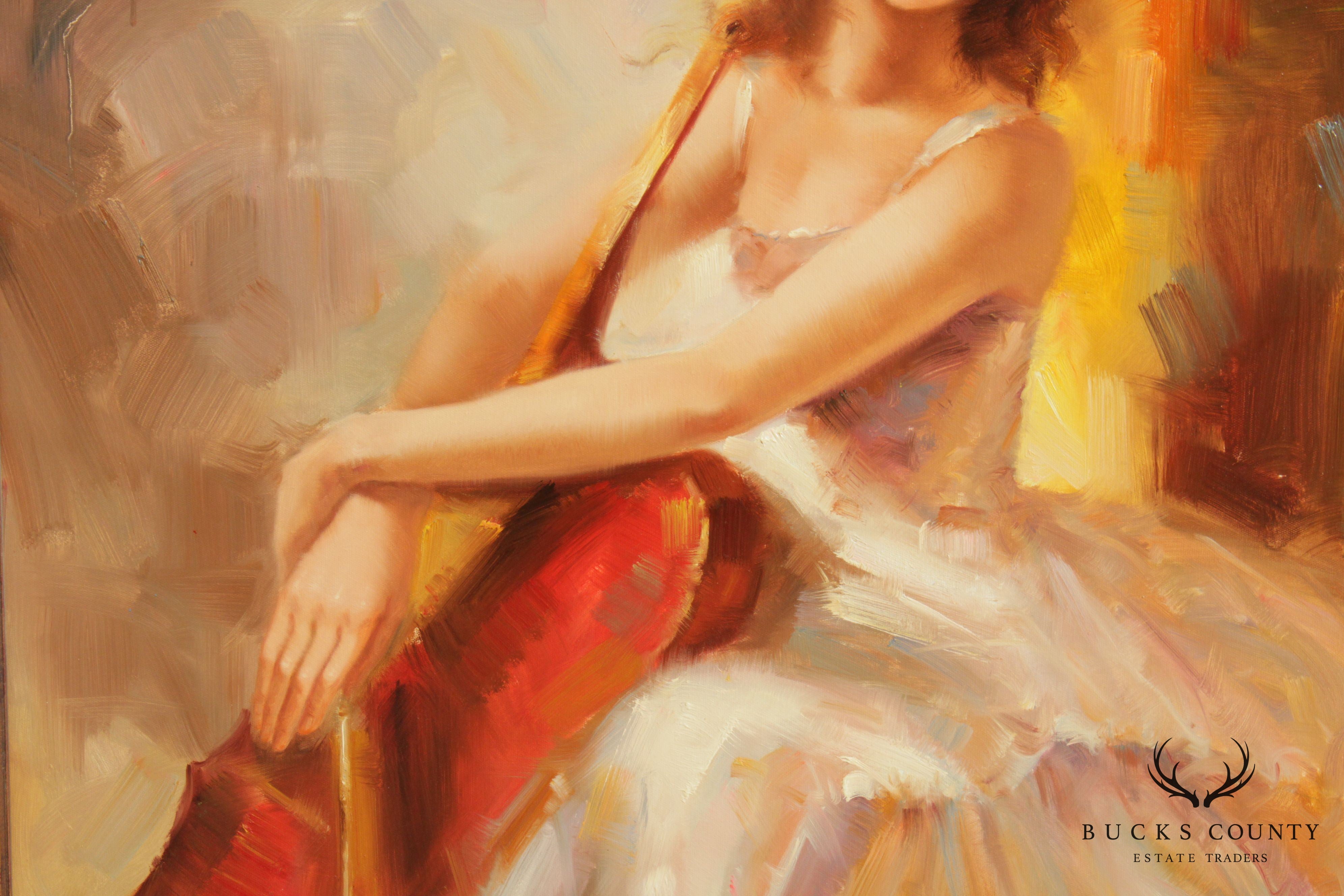 Impressionist Portrait Women with Cello Painting