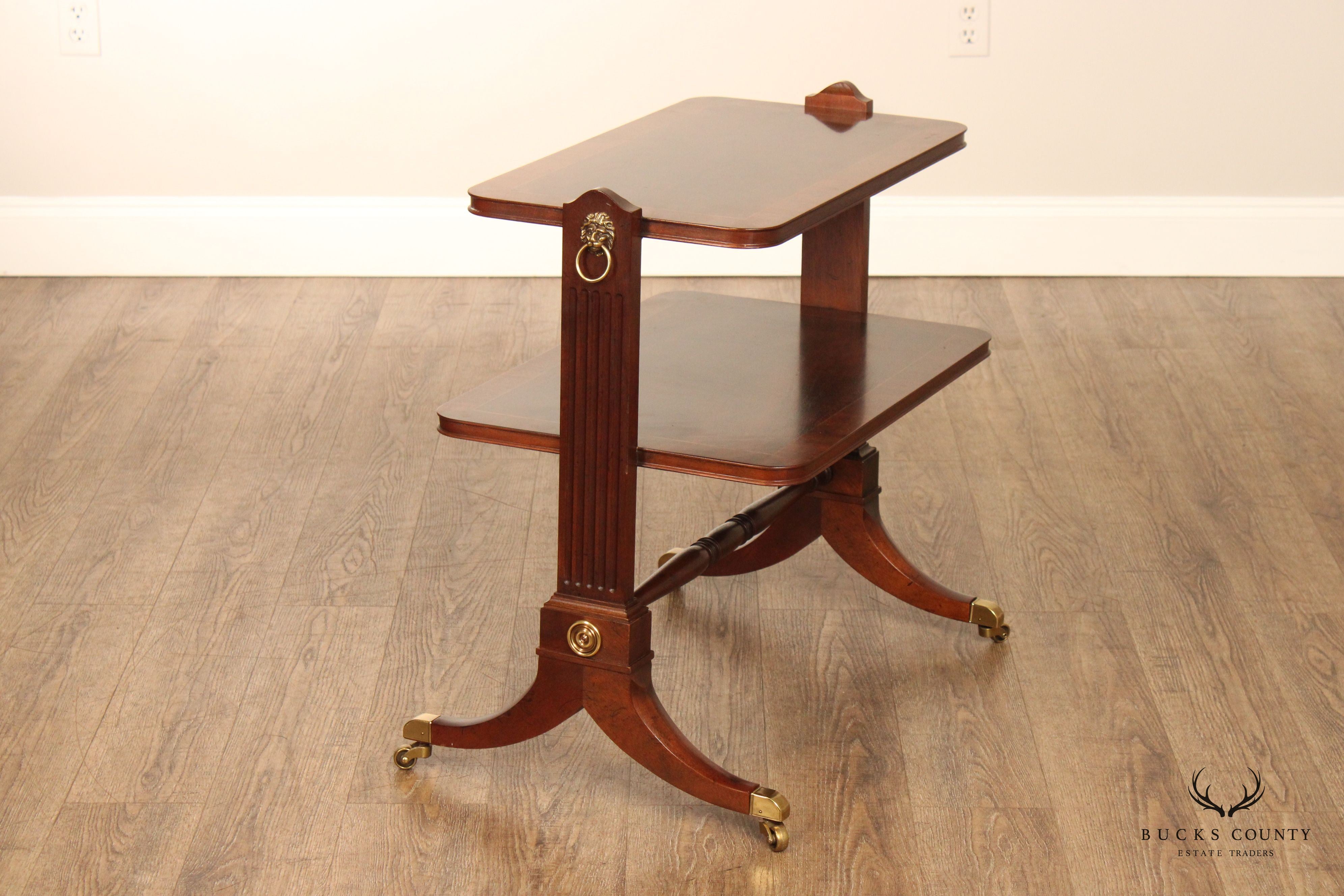 Baker Furniture English Regency Style Pair of Mahogany Side Tables