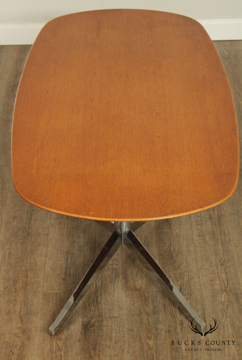 Knoll Oval Walnut and Chrome Table