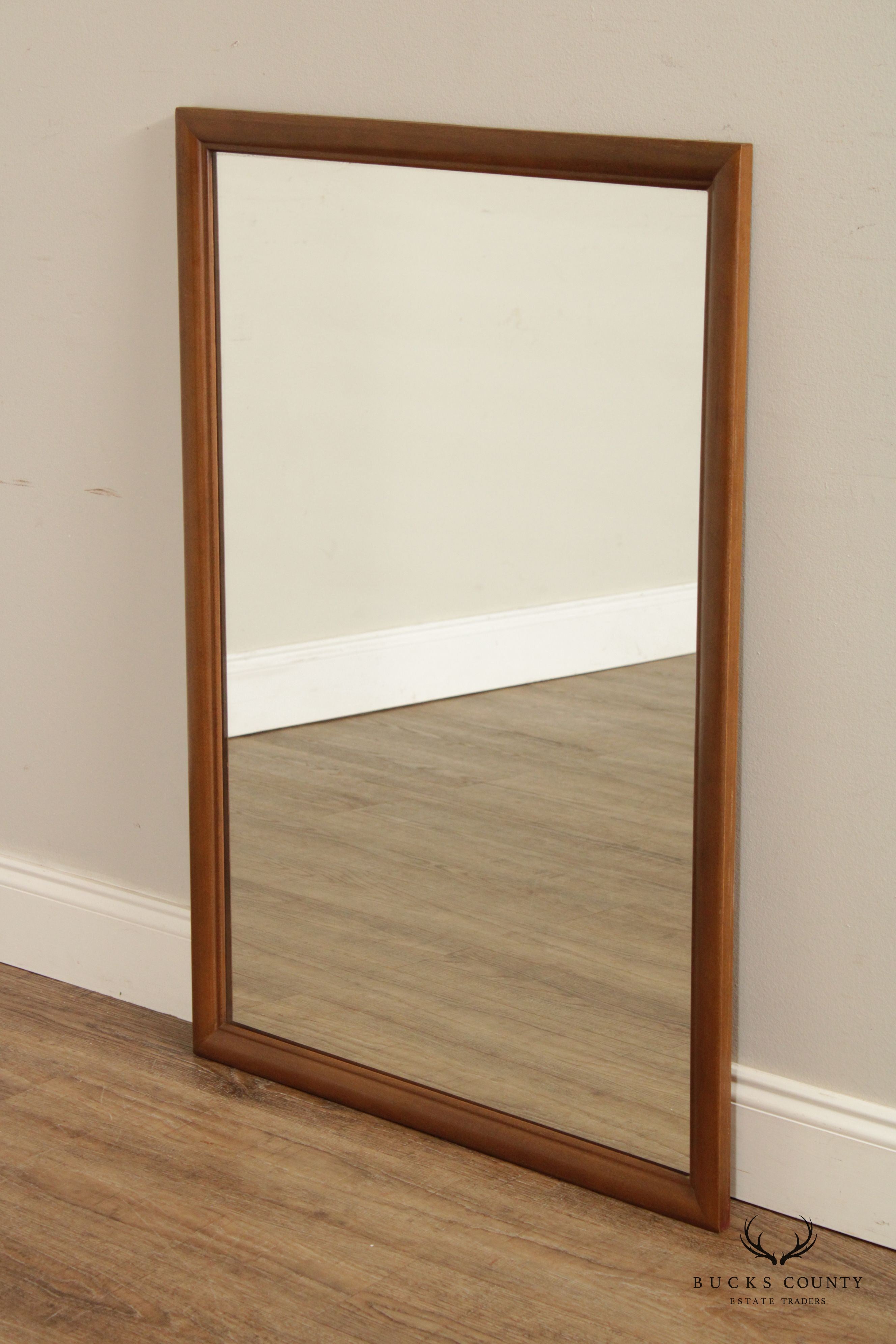 Mid Century Modern Vintage Walnut Rectangular Wall Mirror