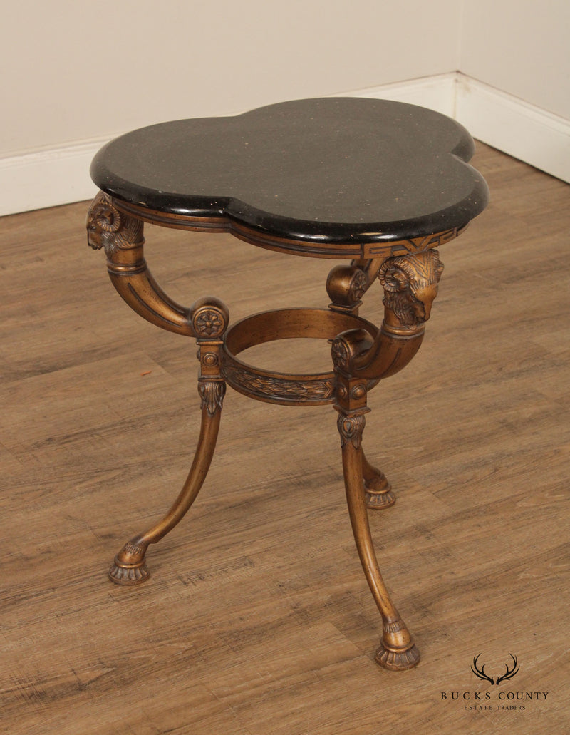 Neoclassical Revival Style Rams' Head Granite Top Occasional Table
