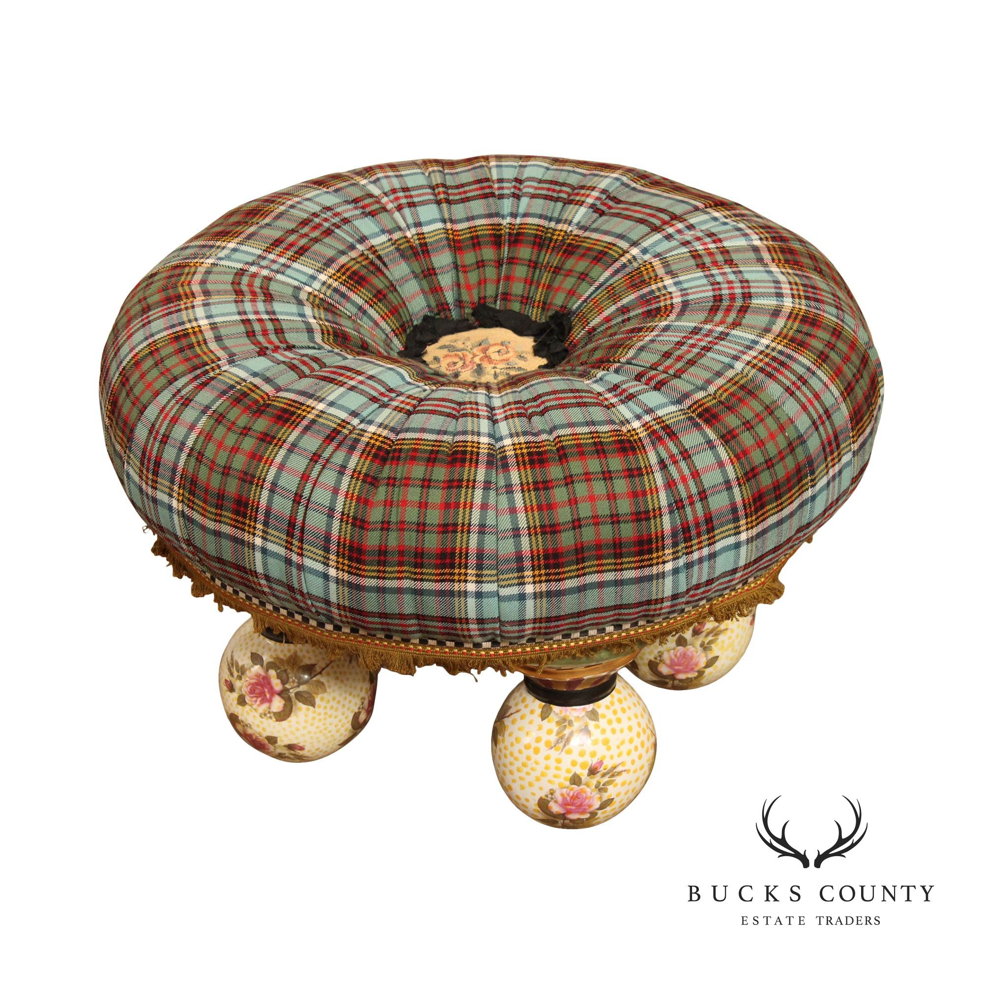 Mackenzie-Childs Vintage 'Compass Rose' Ottoman