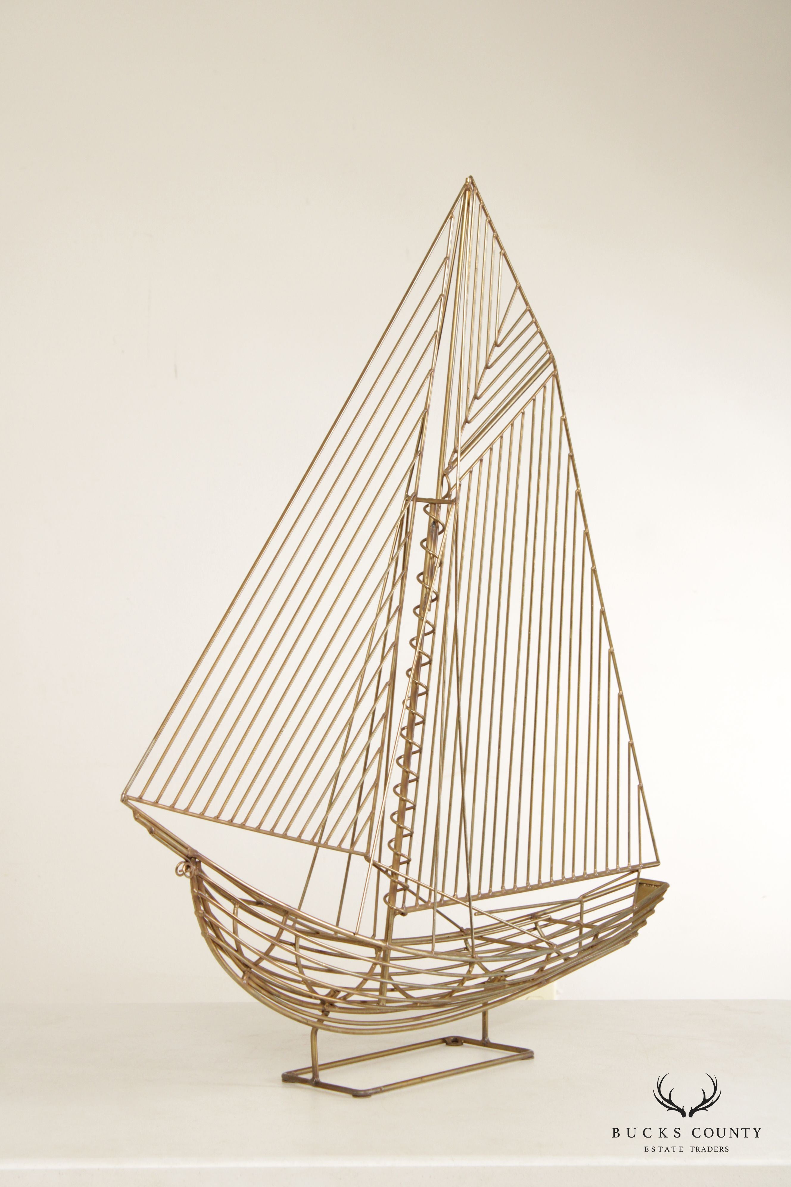 Curtis Jere 1970s Metal Sailboat Ship Sculpture