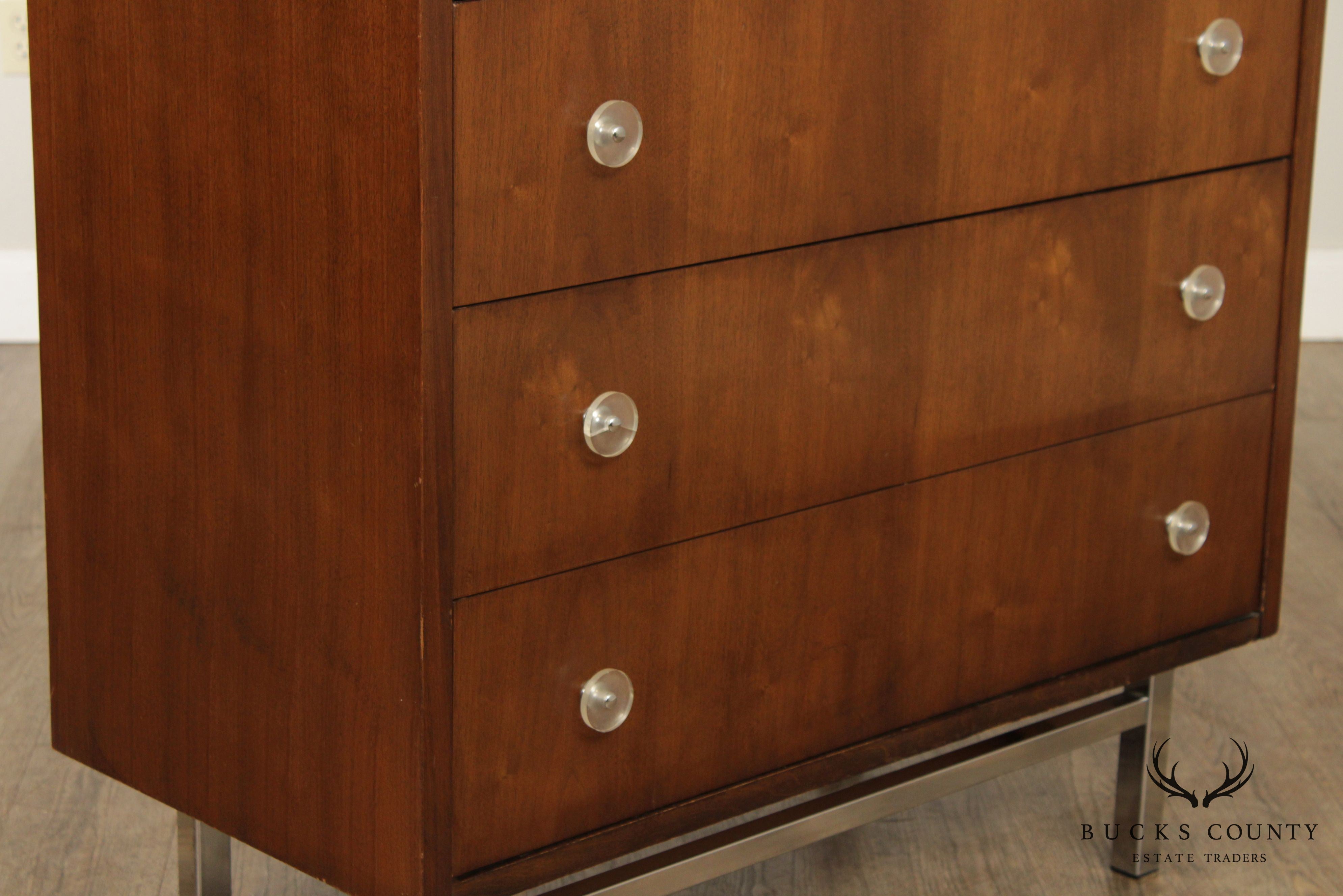 Mid Century Modern Walnut Tall Chest of Drawers