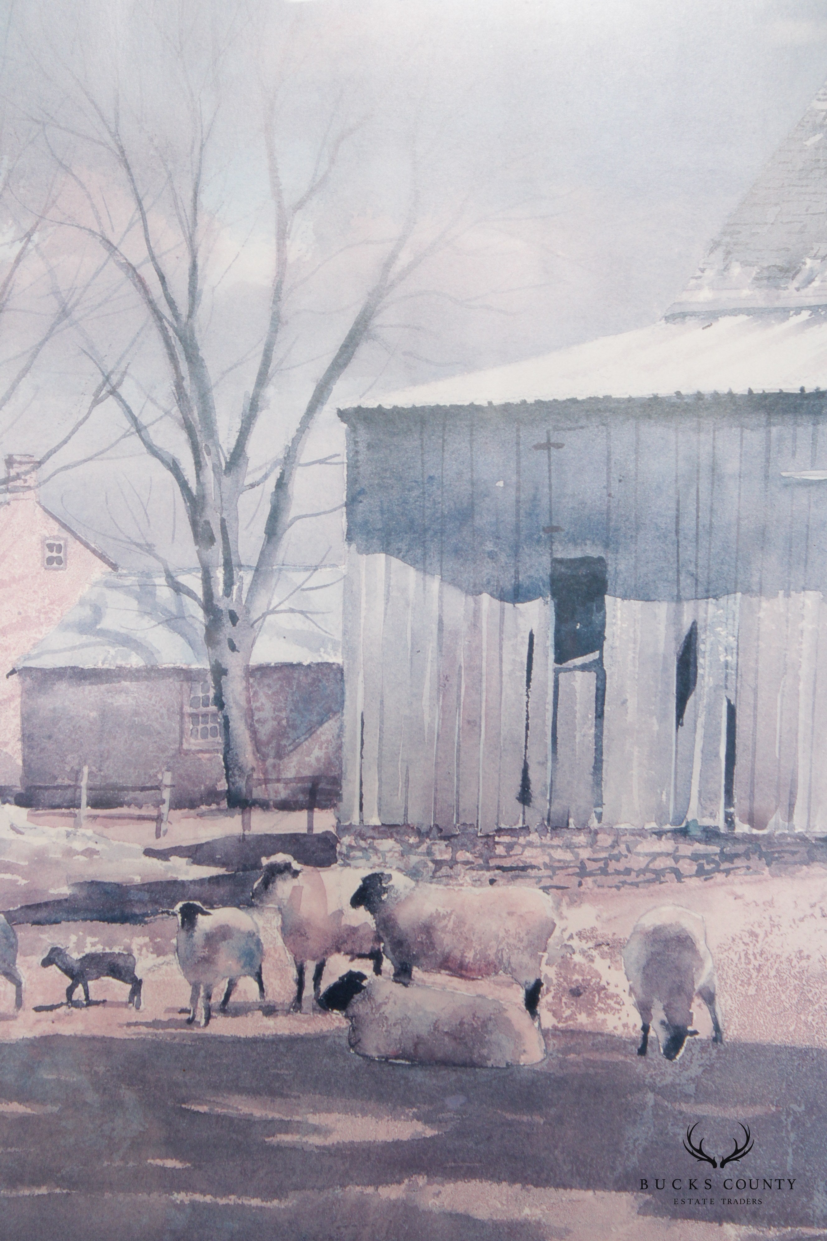 Ranulph Bye Country Sheep Barnyard Scene Watercolor Print "Lambing Time"