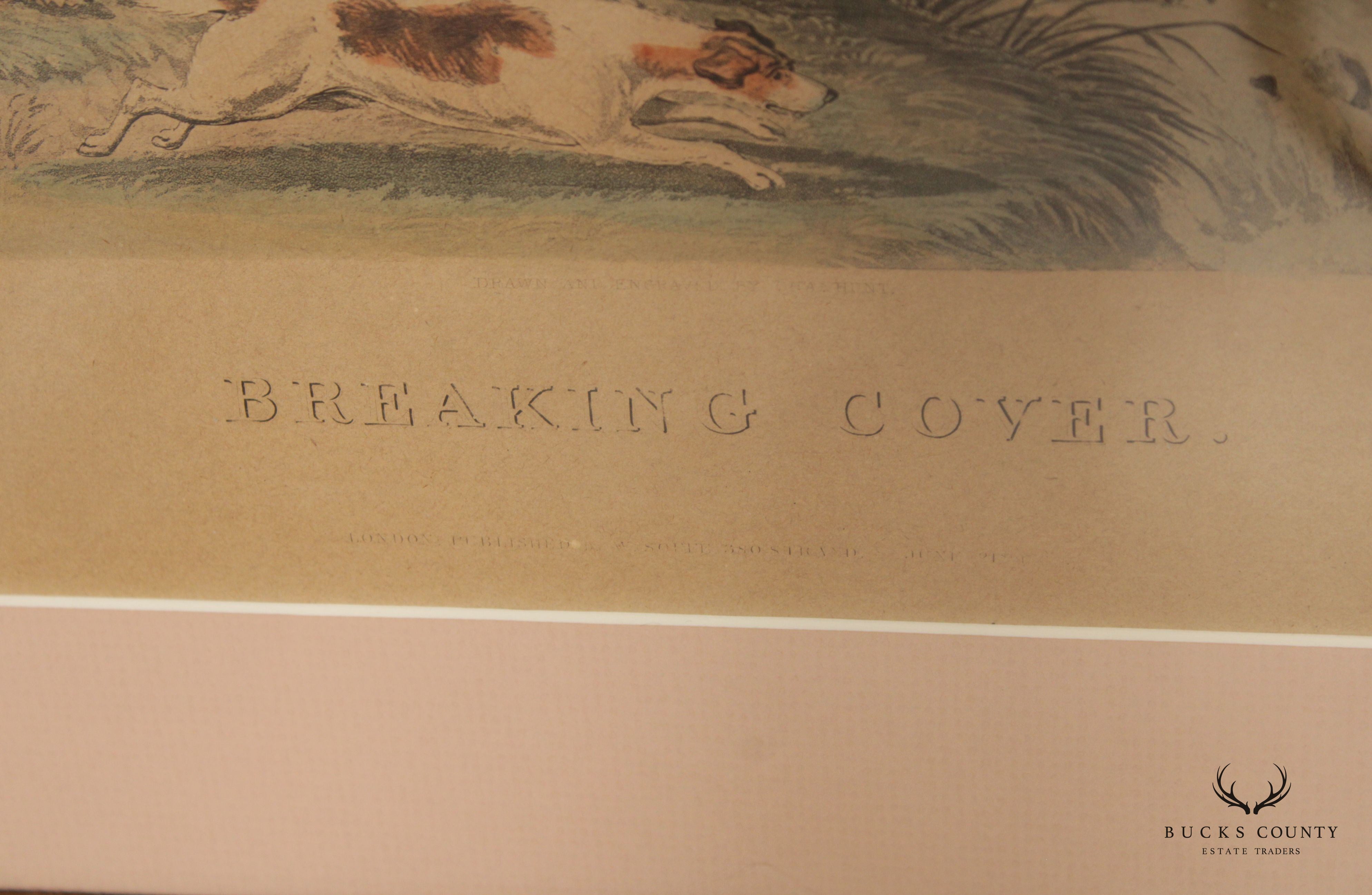 English Fox Hunt 'Breaking Cover' Hand-Colored Engraving, After Charles Hunt