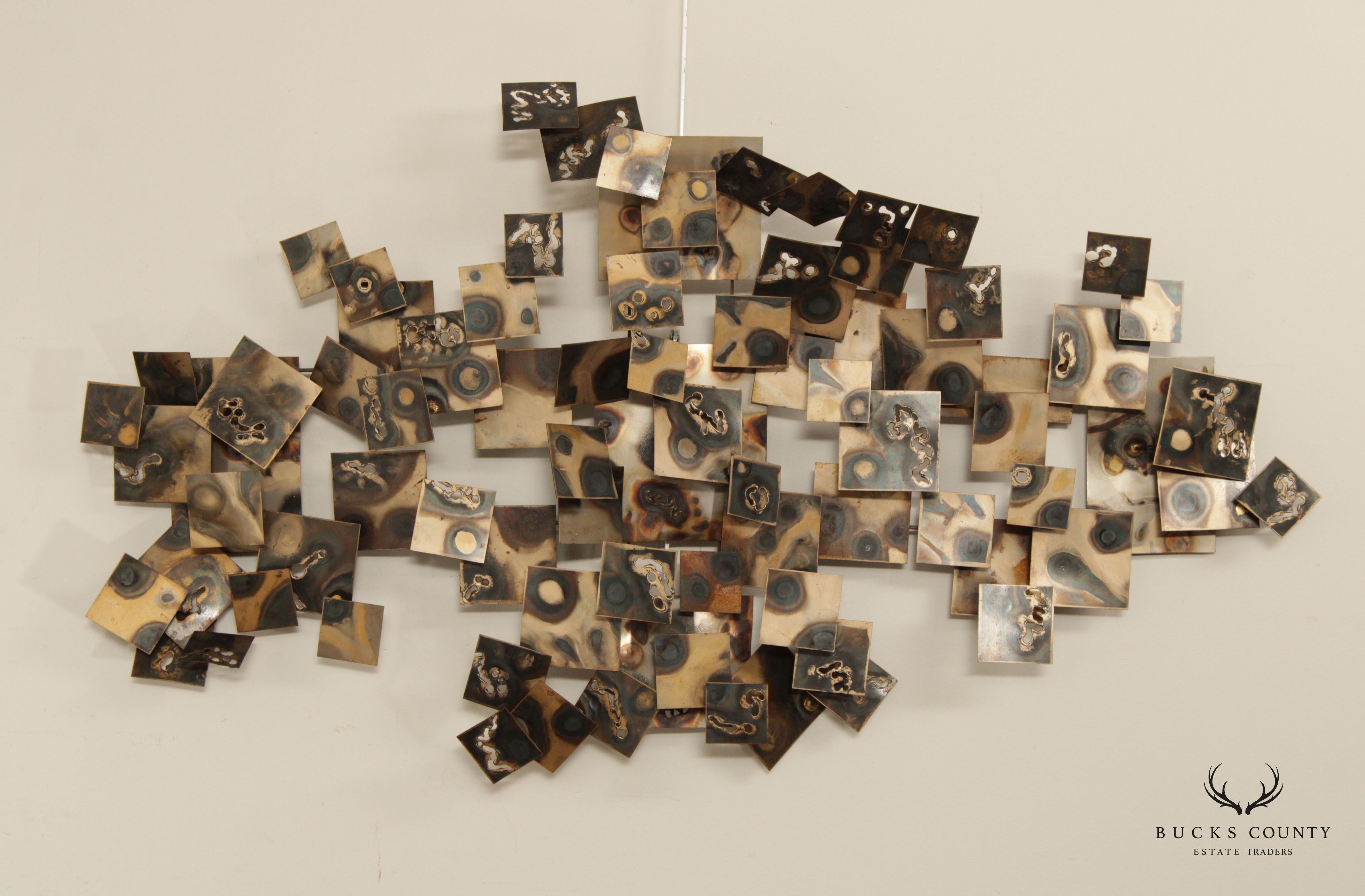 Mid Century Modern Large Brutalist Metal Wall Sculpture