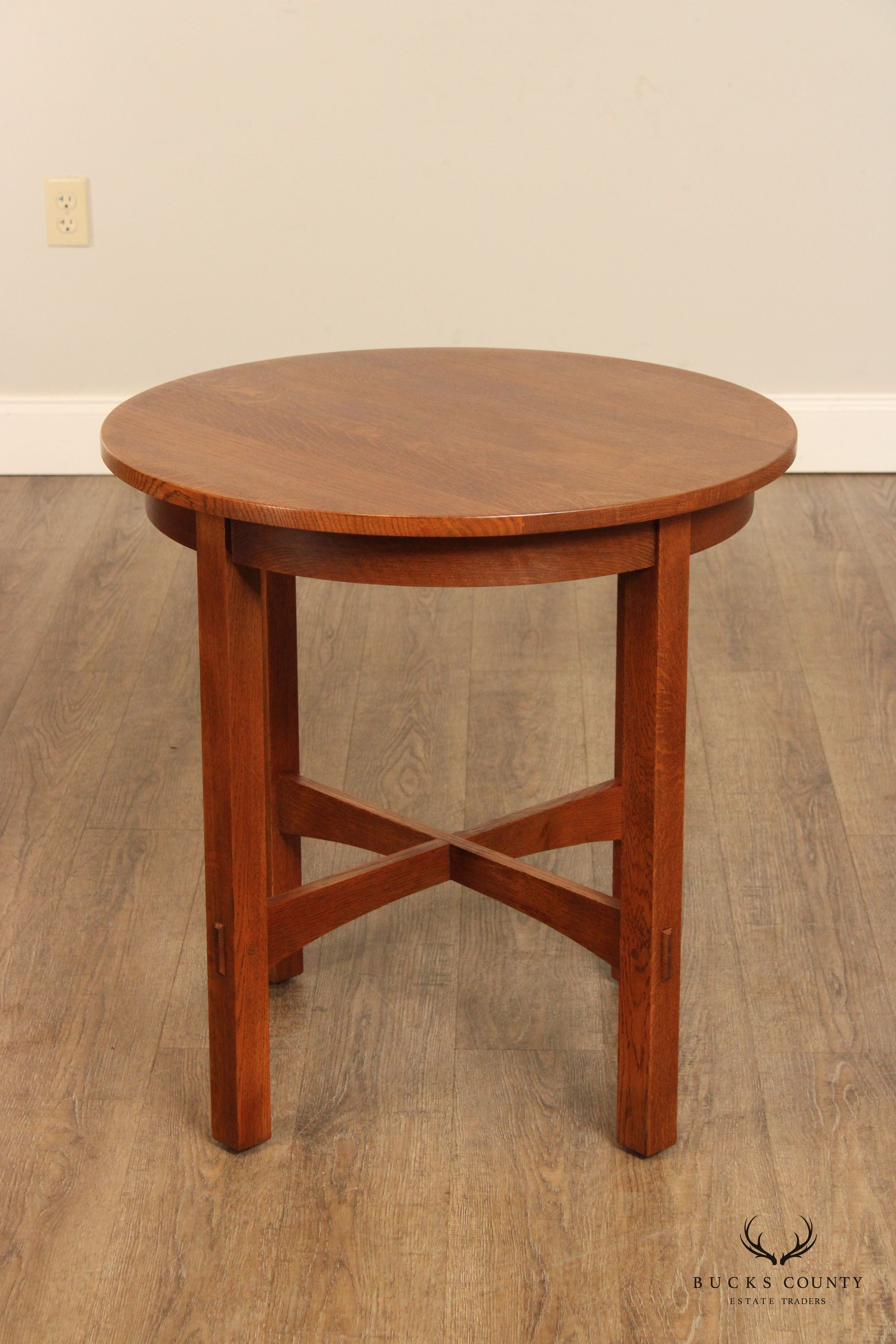 Stickley Mission Collection Oak Round Lamp Table