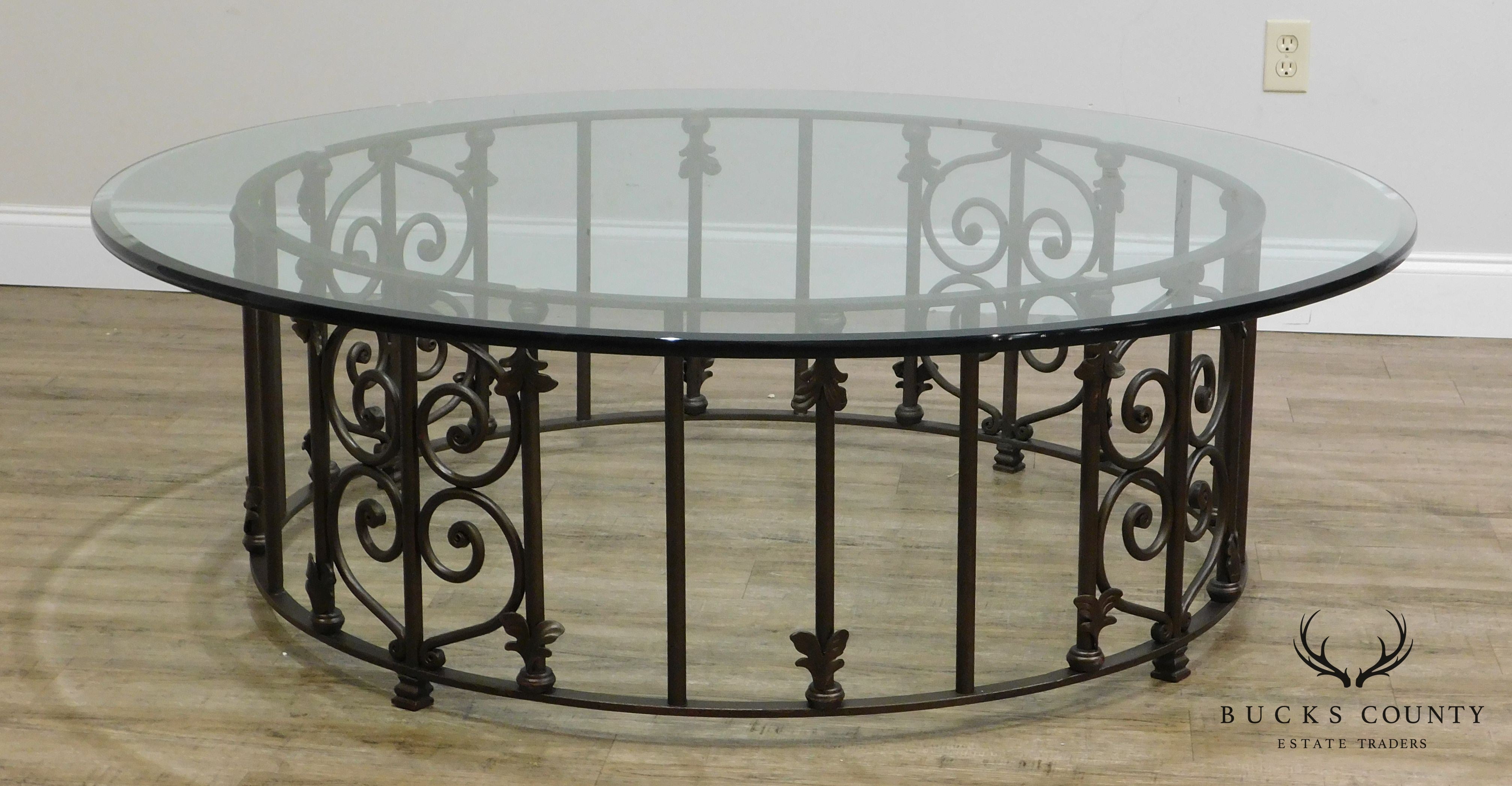 Custom Wrought Iron 60" Glass Top Coffee Table