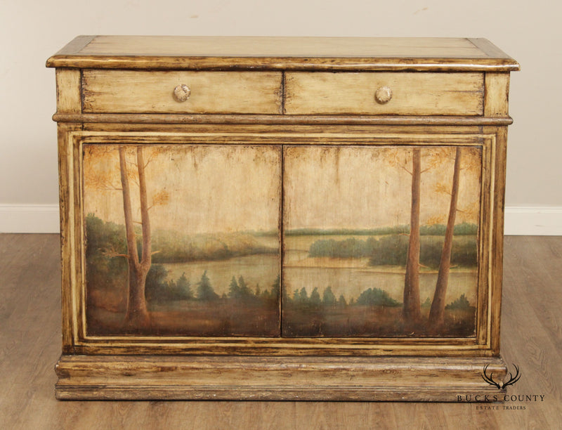 William Switzer 'Piedmonte' Landscape Painted Sideboard Cabinet