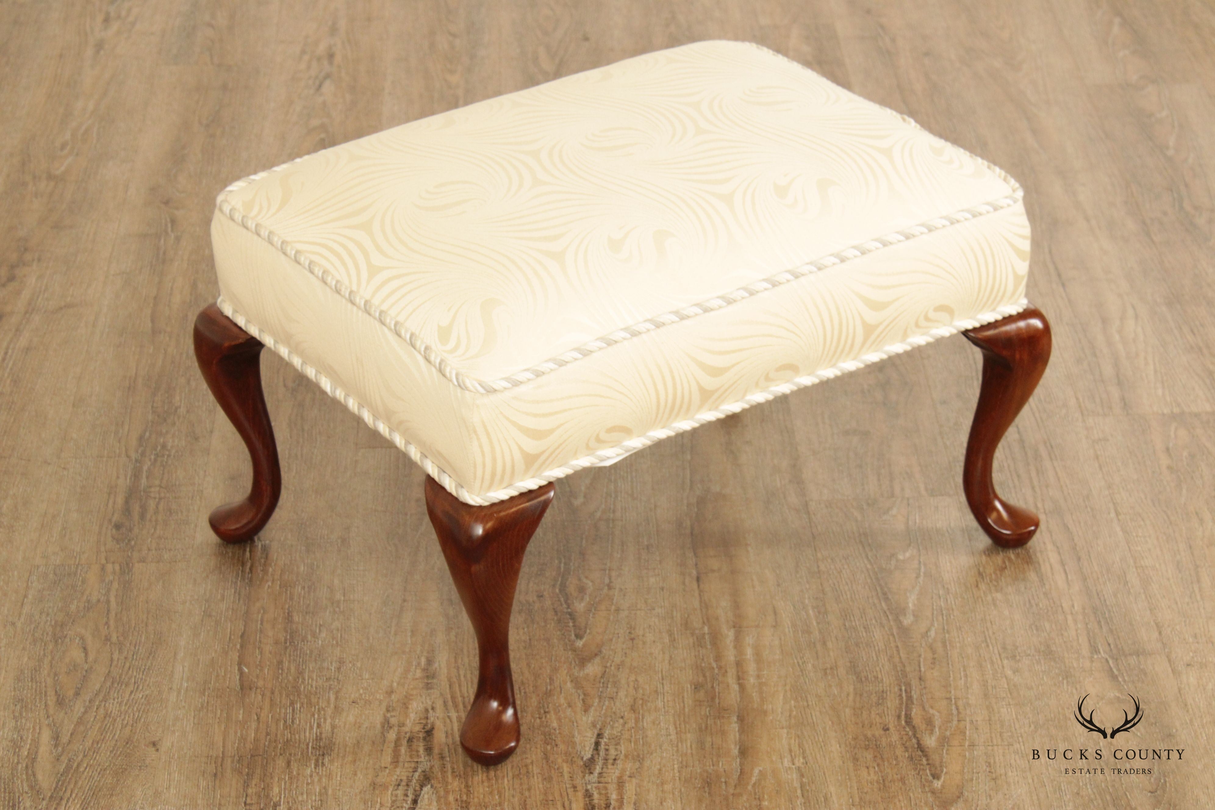 Hickory White Queen Anne Style Pair of Foot Stools or Ottomans