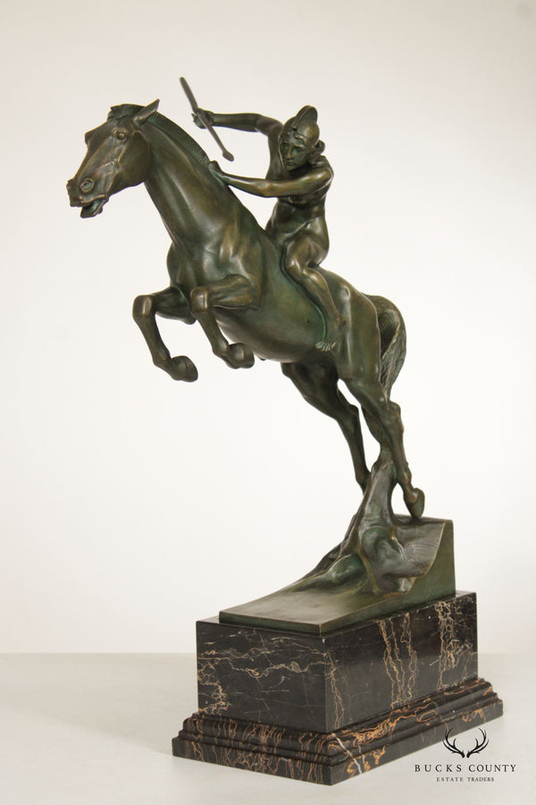 Adolf Josef Pohl Art Deco Bronze Statue, 'Amazon on Her Rearing Horse'
