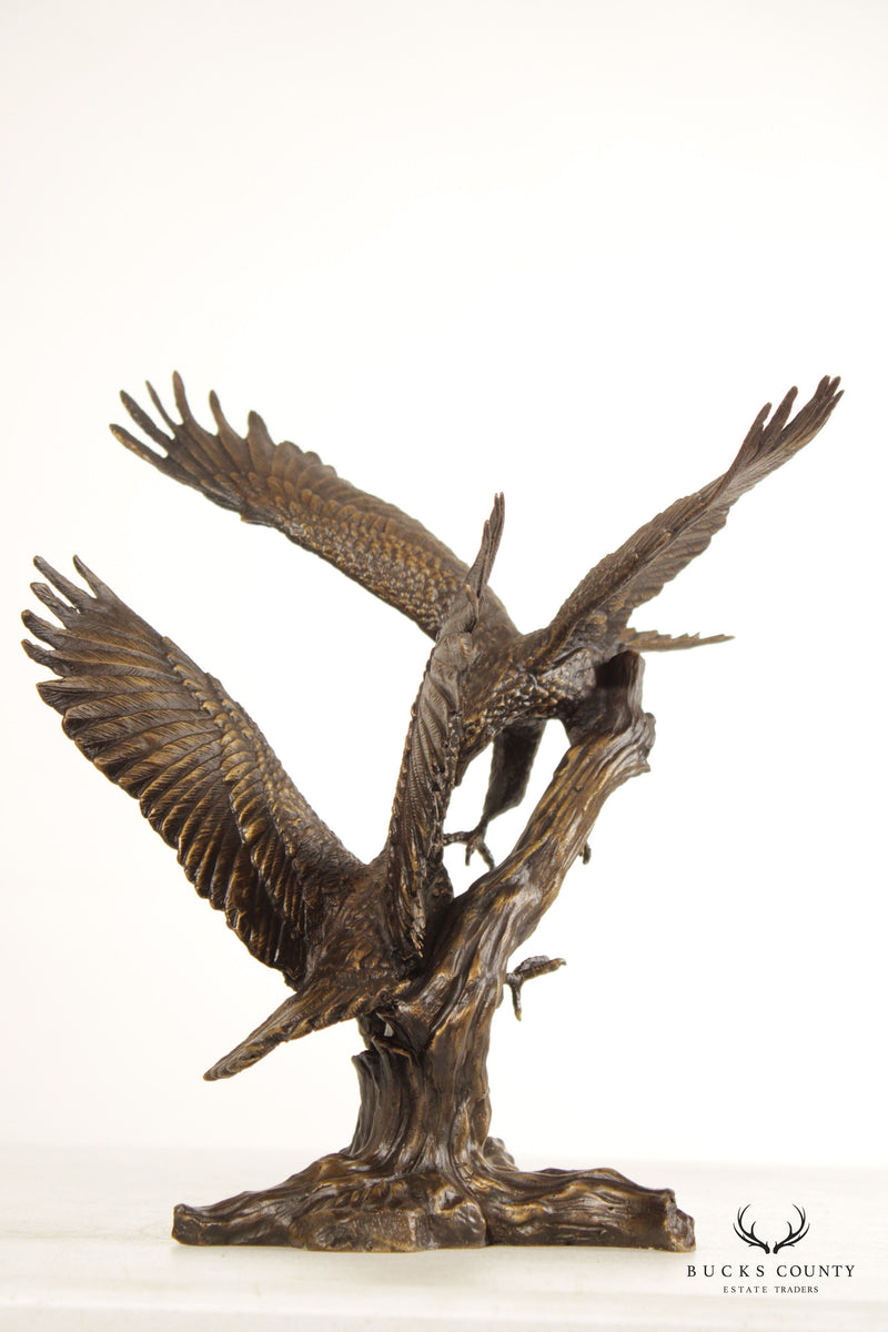 20th Century 'Eagles in Flight' Bronzed Statue