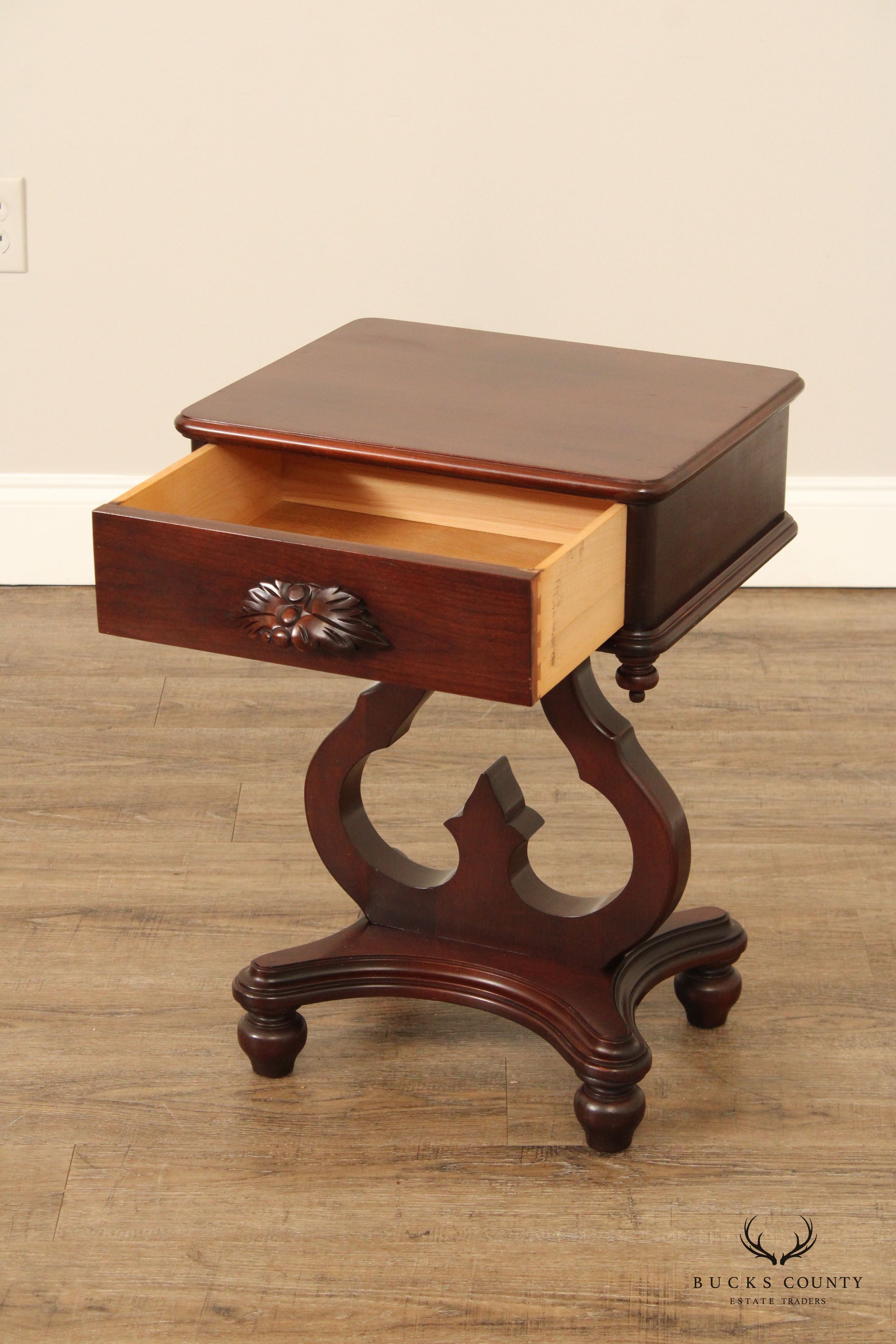 Victorian Style Vintage Pair of One-Drawer Side Tables