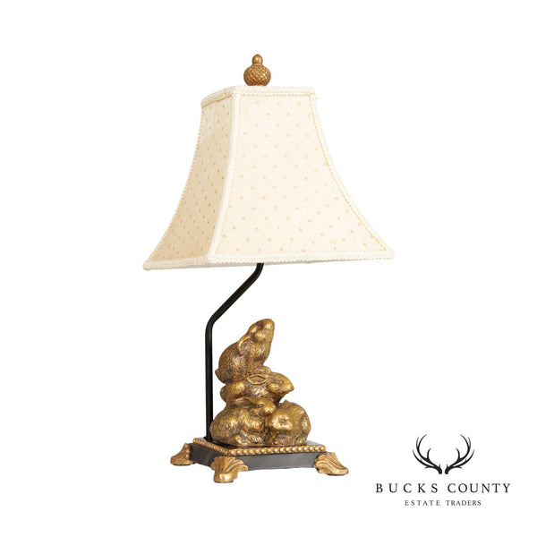 Sterling Industries Gilt Painted Bunnies Table Lamp