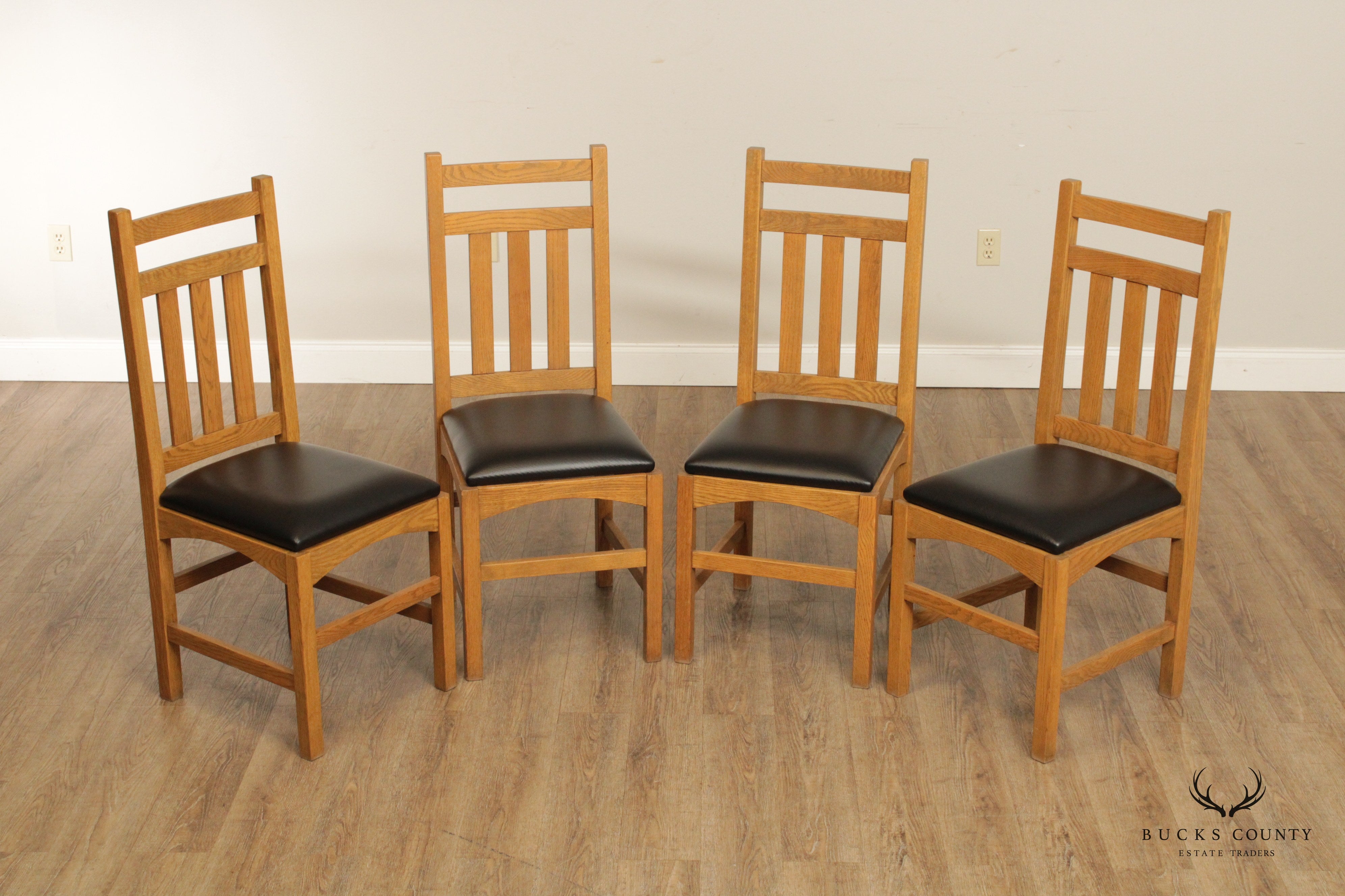 Mission Style Set Of Four Dining Chairs