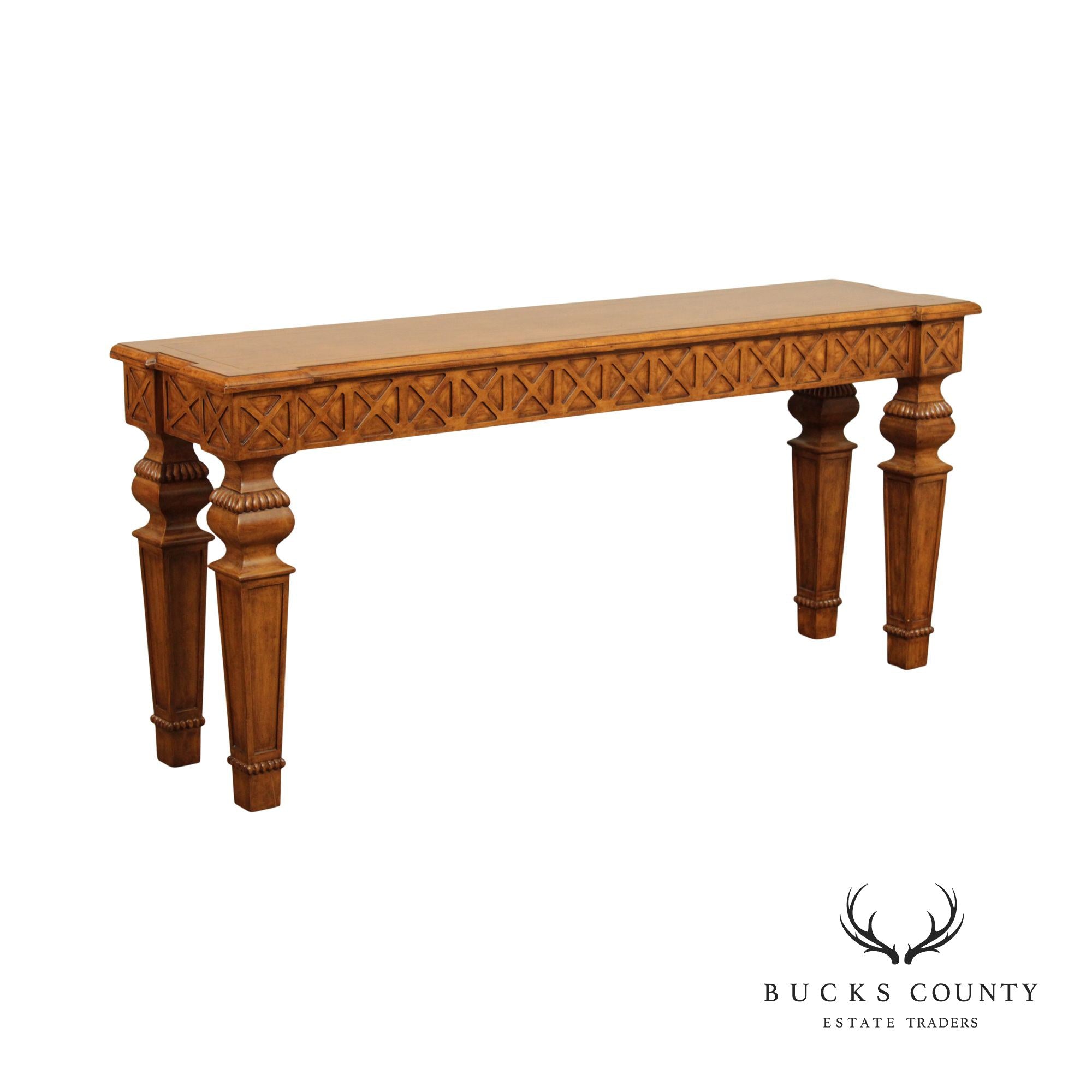 French Neoclassical Style Long Carved Wood Console