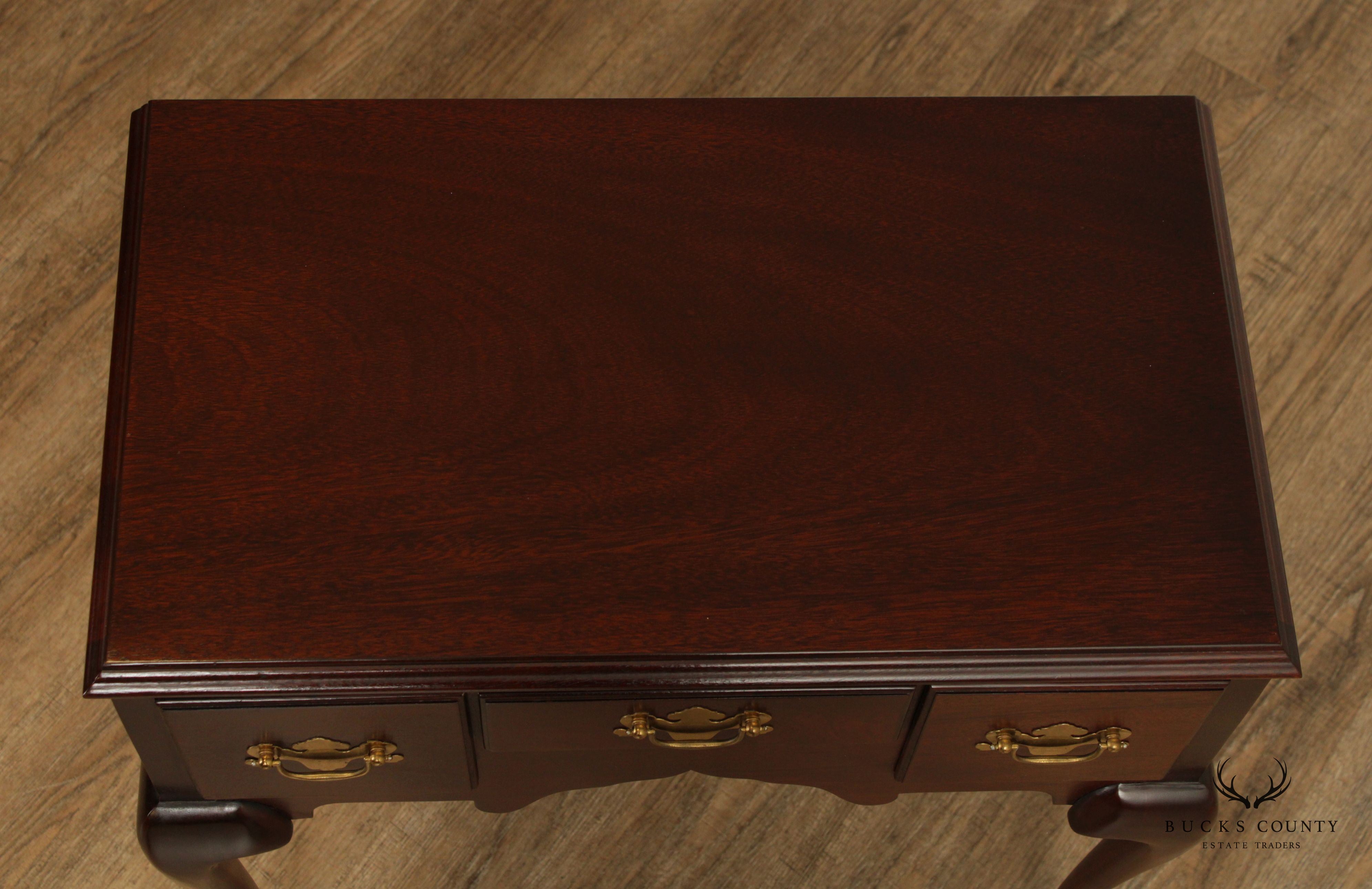 Queen Anne Style Mahogany Three-Drawer Lowboy