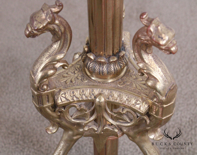 Antique Victorian Brass Adjustable Piano Floor Lamp