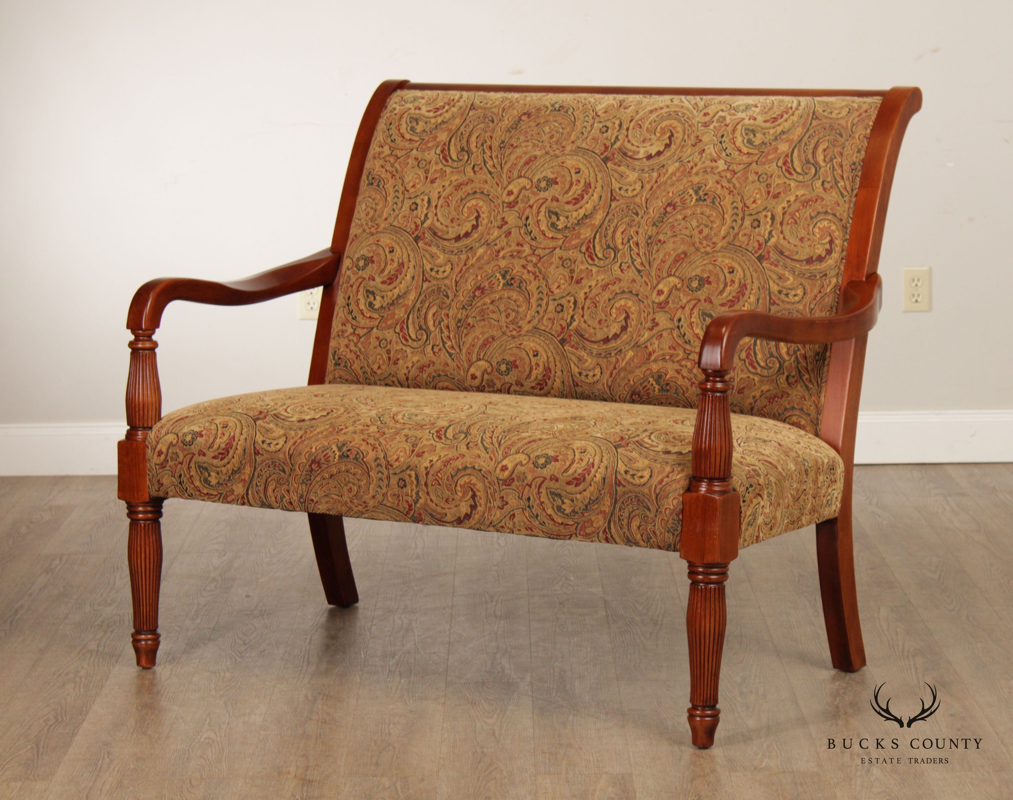 Fairfield Sheraton Style Paisley Upholstered Settee