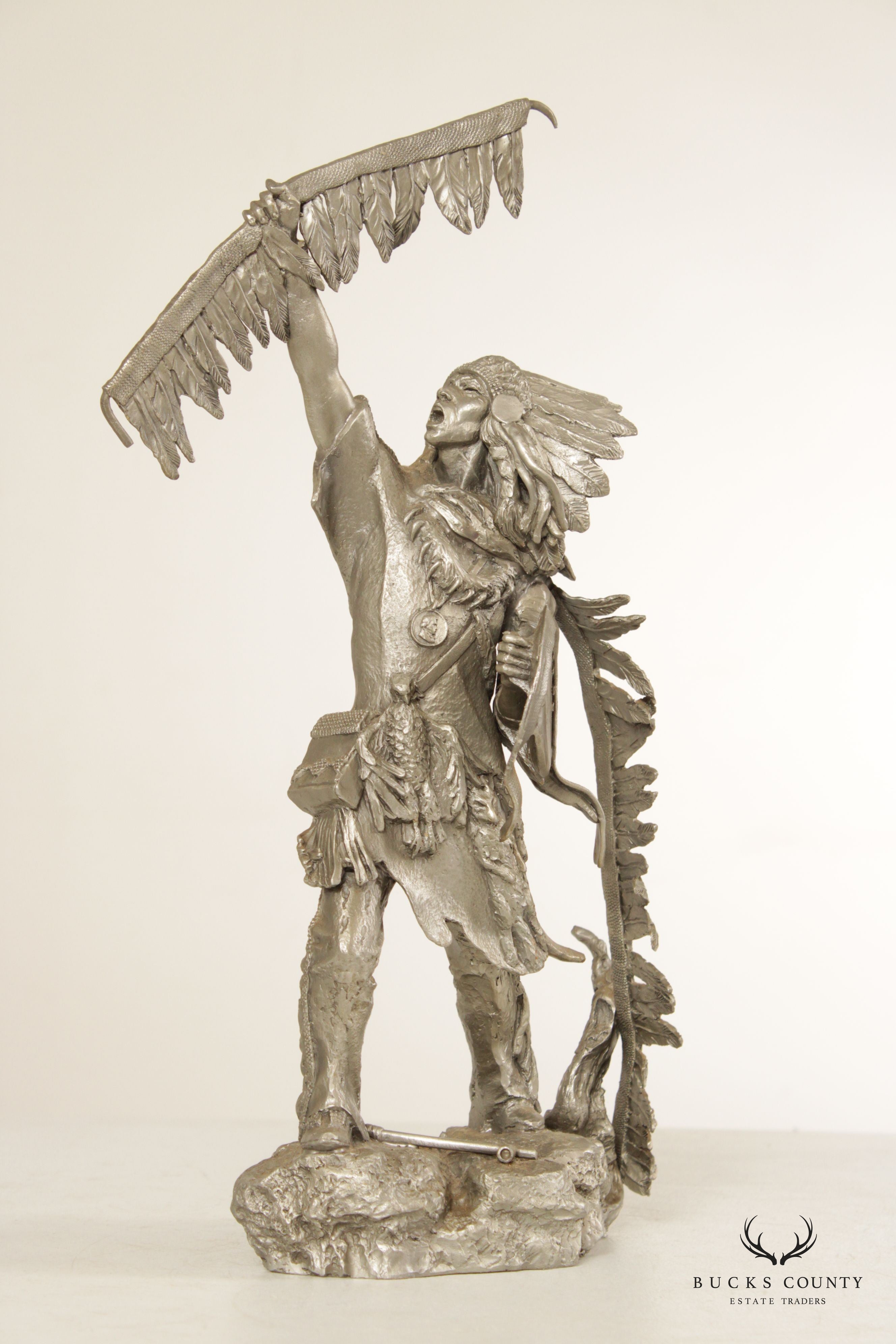 Jim Ponter Native American 'Blackfoot Chief' Pewter Statue