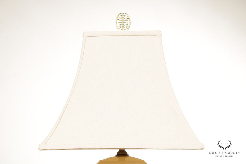 Asian Style Ivory Ceramic Ginger Jar Table Lamp with Shade