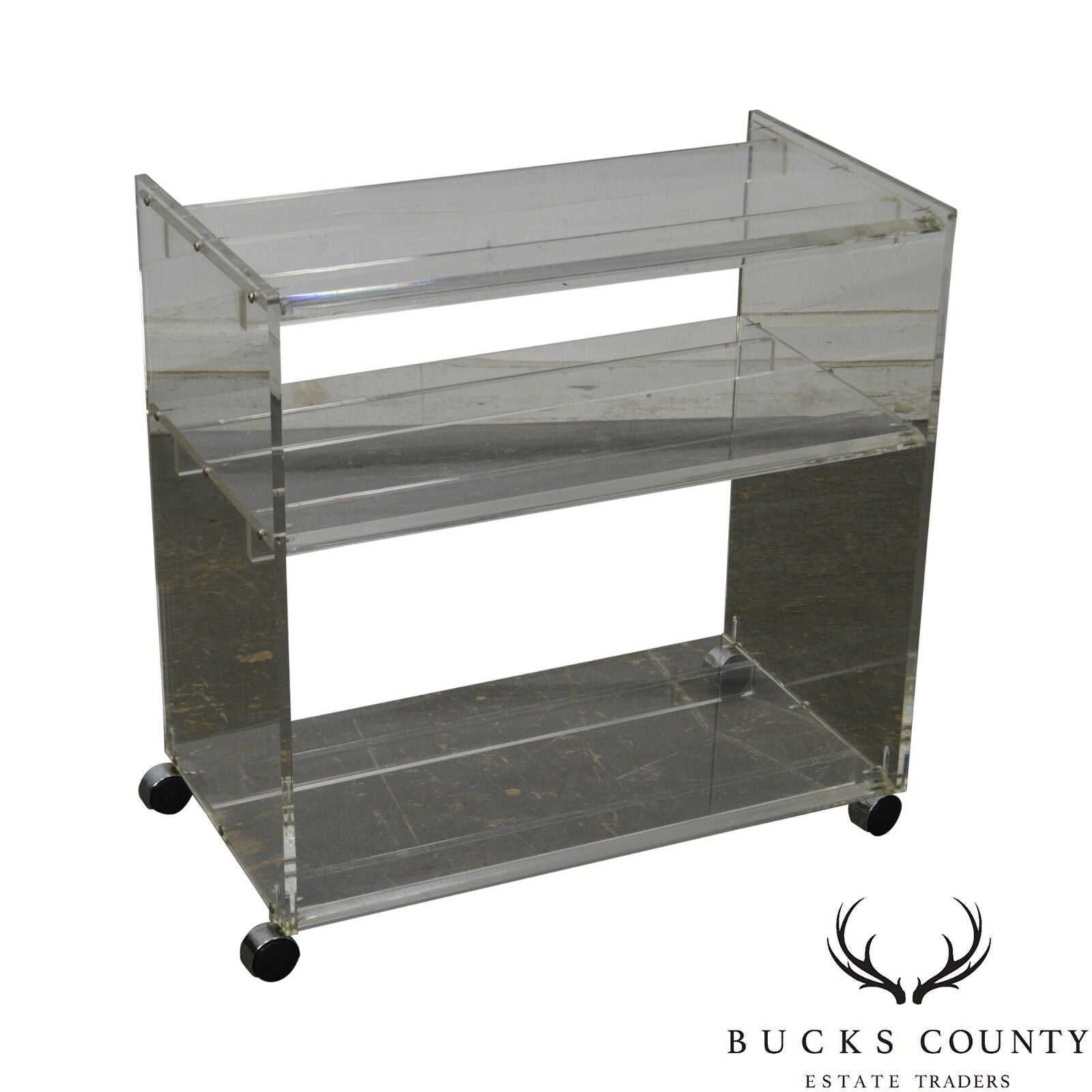 Mid Century Modern Lucite 3 Tier Serving Cart