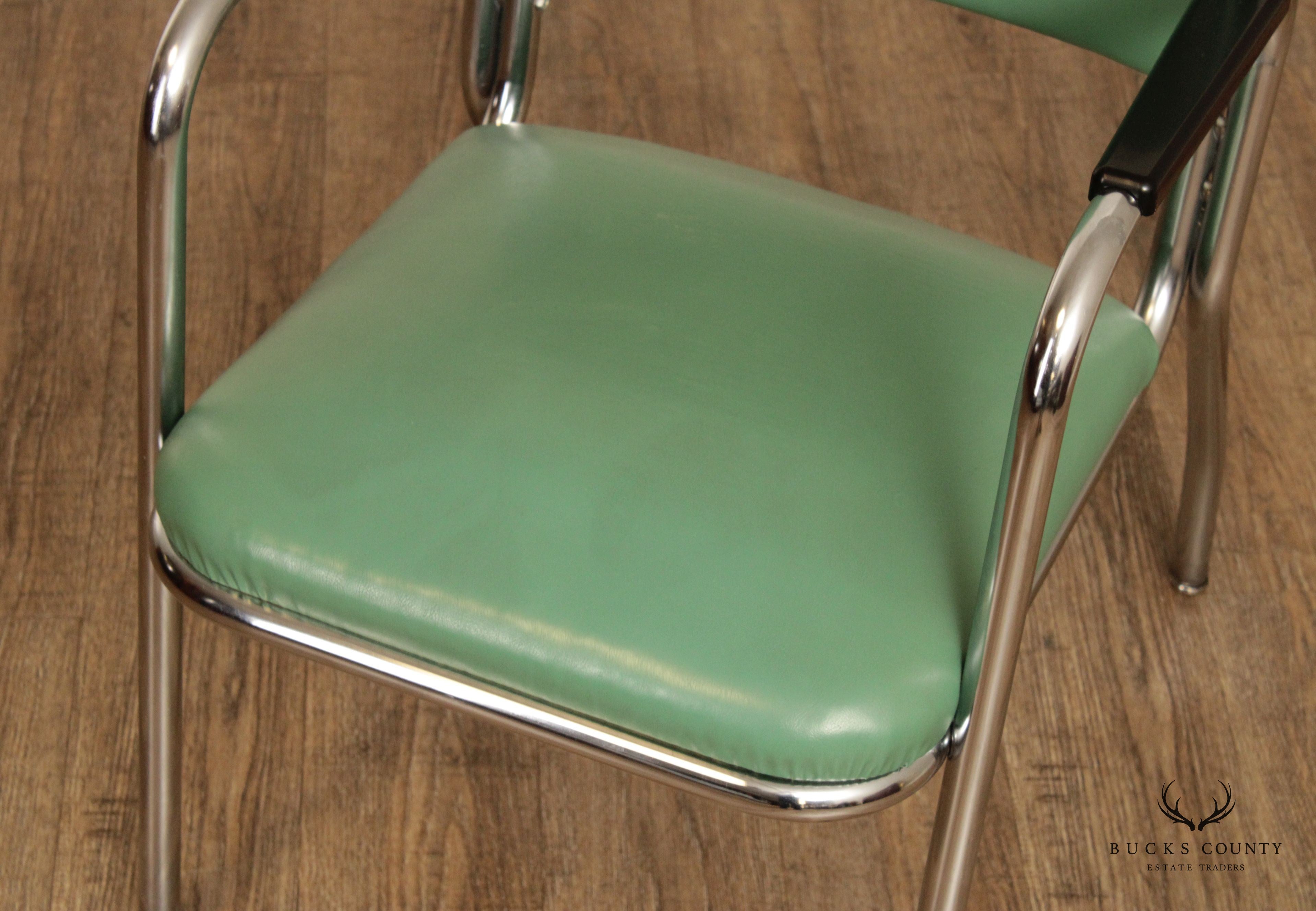 Mid Century Modern 1950s Chrome and Vinyl Armchair