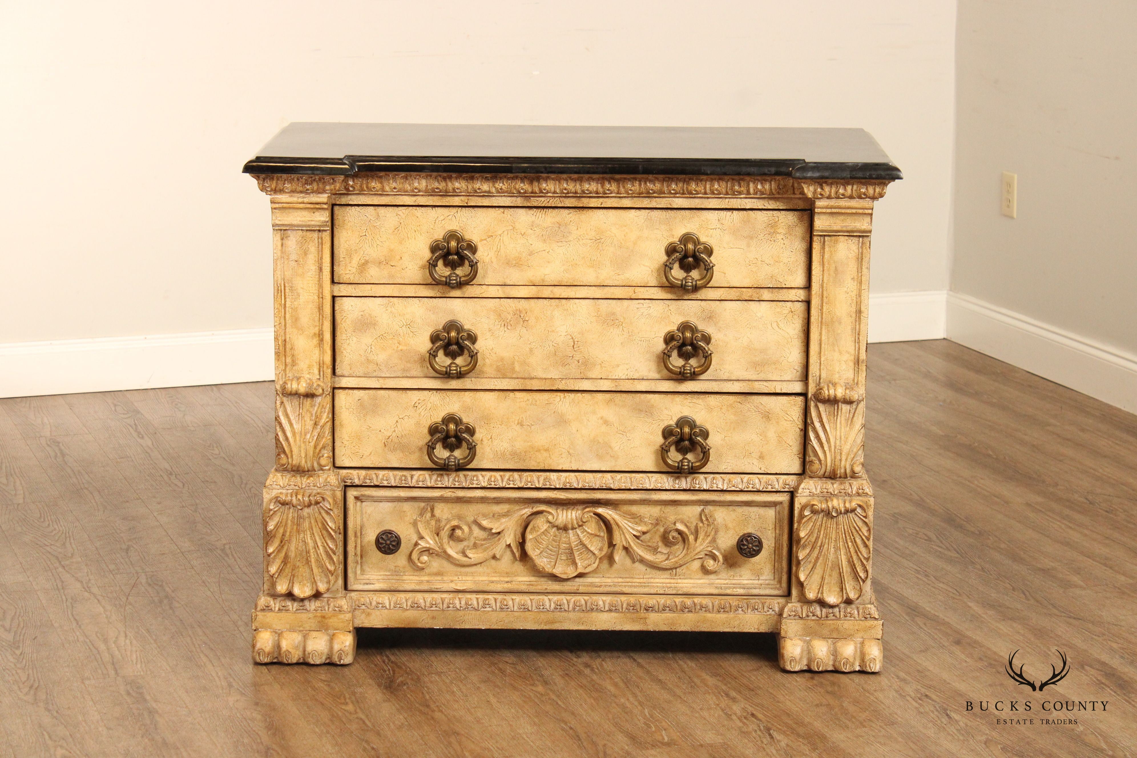 Italian Renaissance Style Tessellated Marble Top Commode