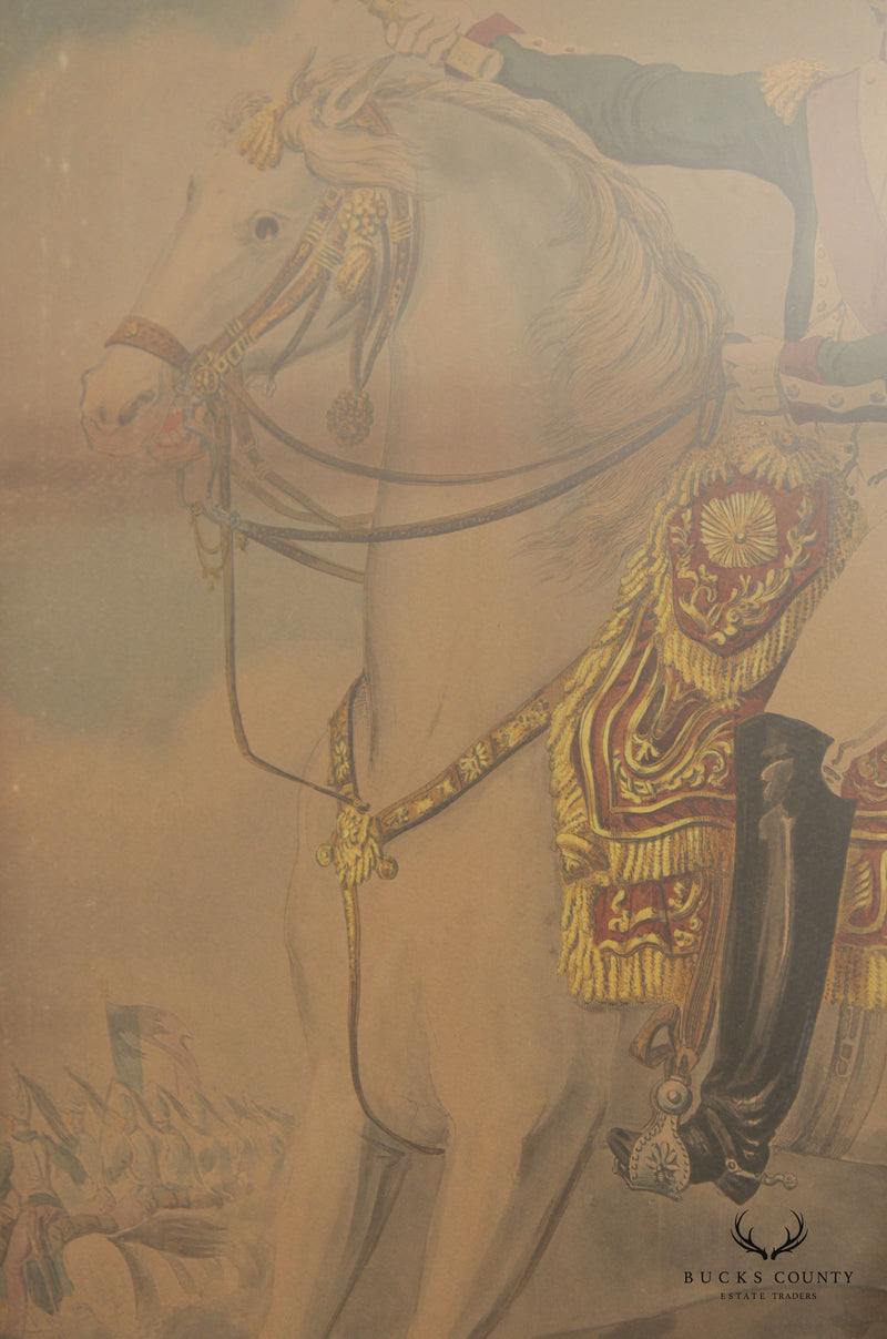 Equestrian Portrait of Napoleon Bonaparte Vintage Lithograph Print, After Charles François Gabriel Levachez