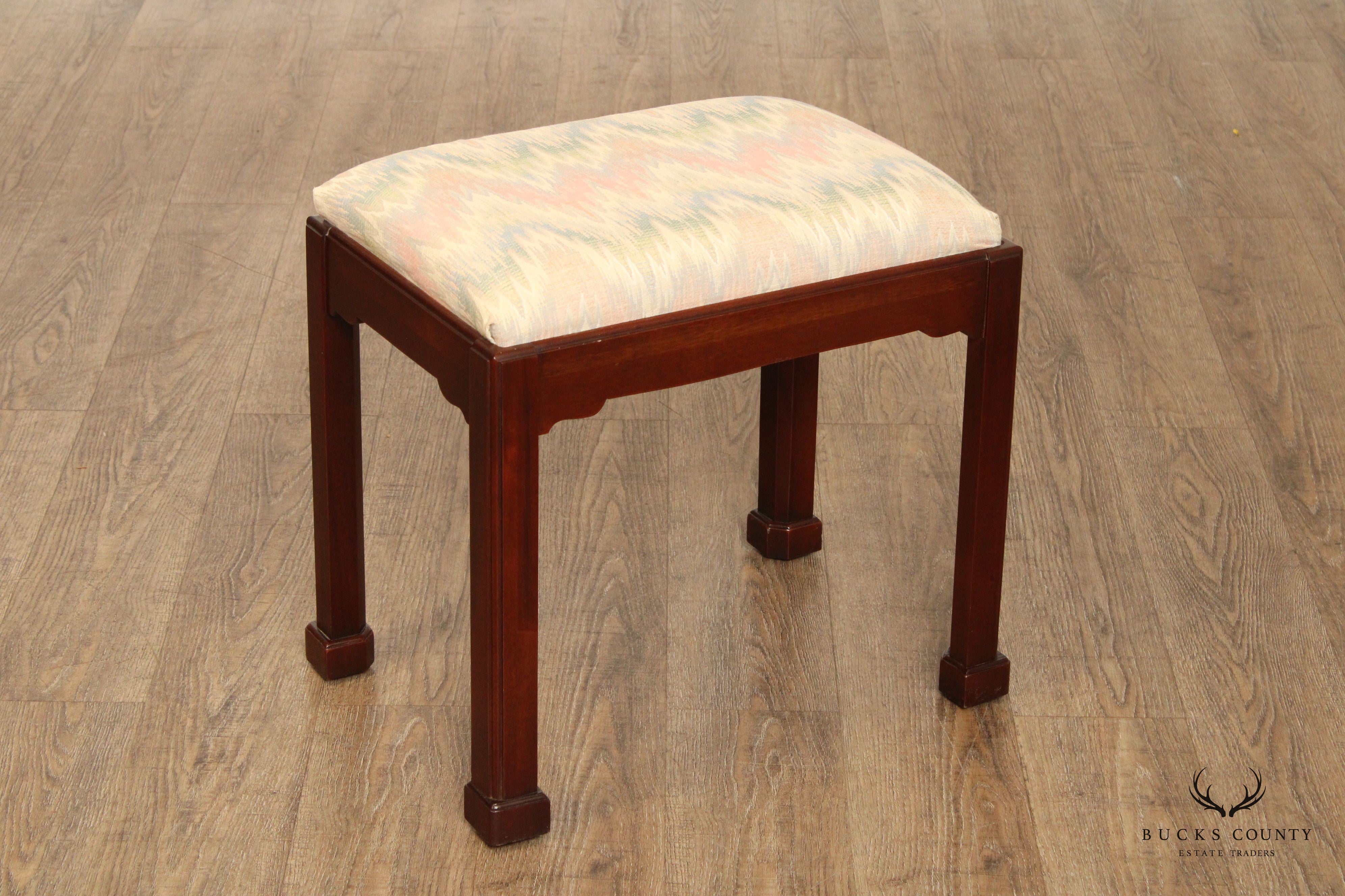 Link-Taylor Chippendale Style Pair of Mahogany Stools