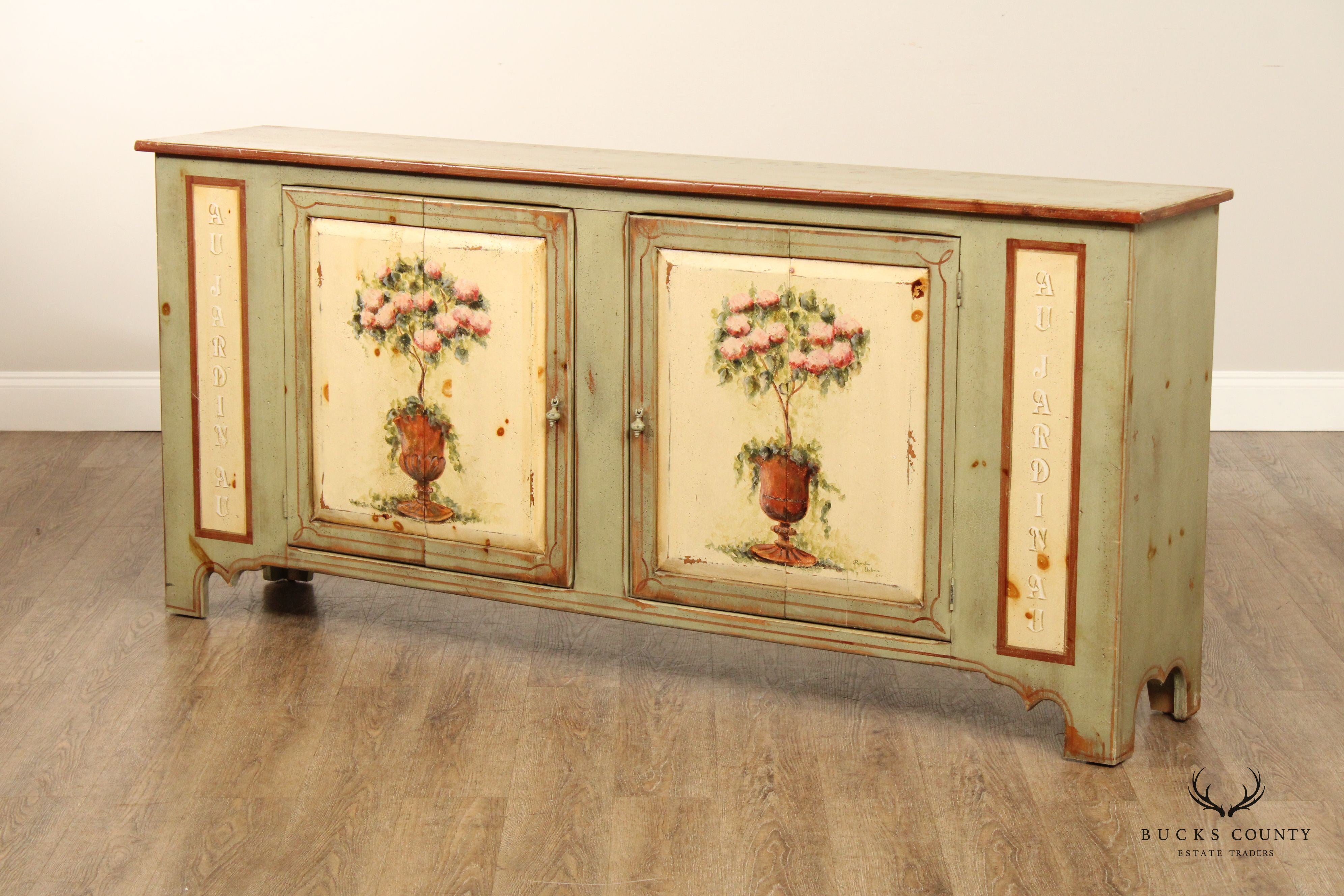 HABERSHAM PLANTATION COUNTRY FRENCH STYLE PAINT DECORATED BUFFET SIDEBOARD