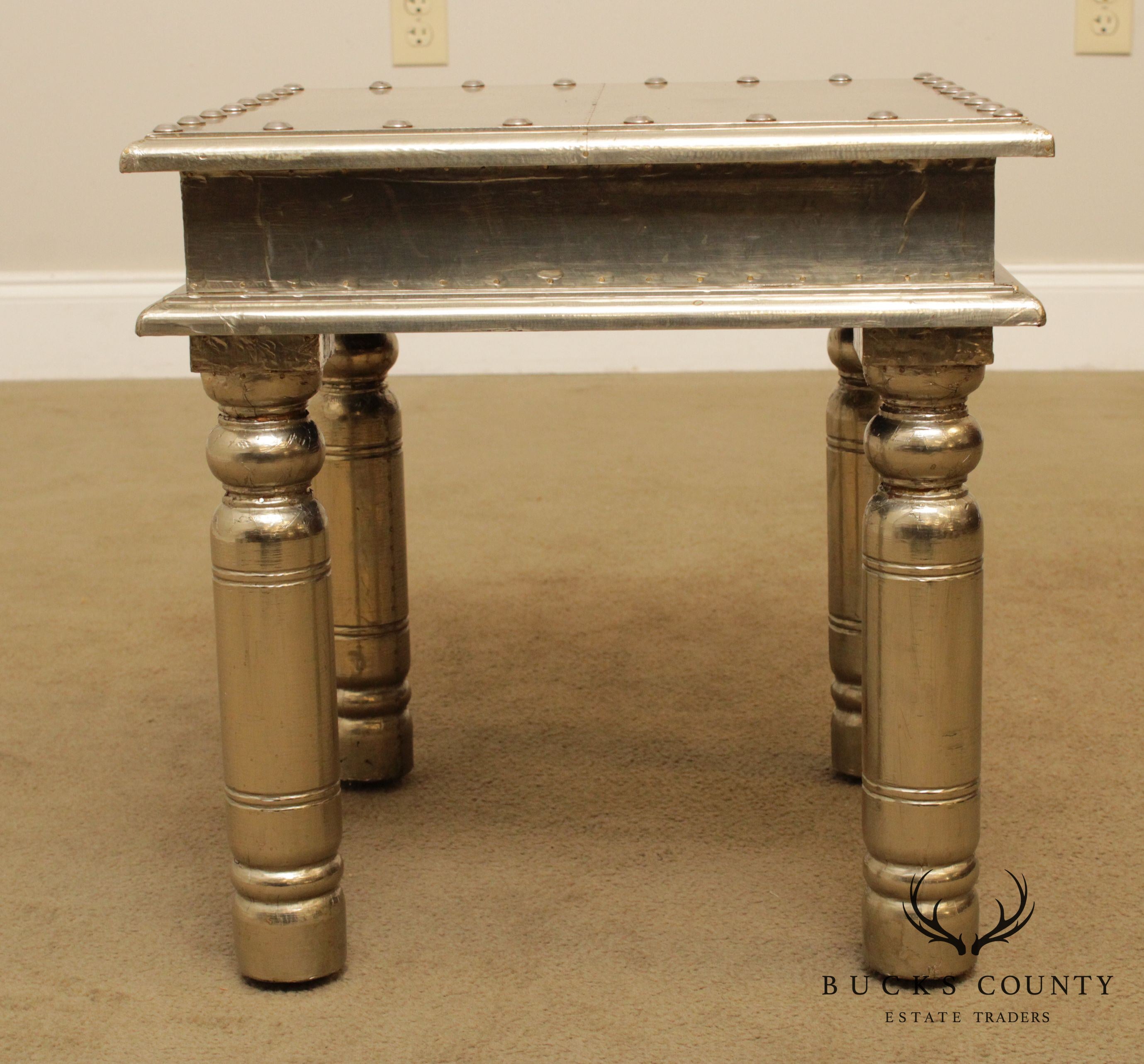 Square Silver Foil Wrapped Side Table