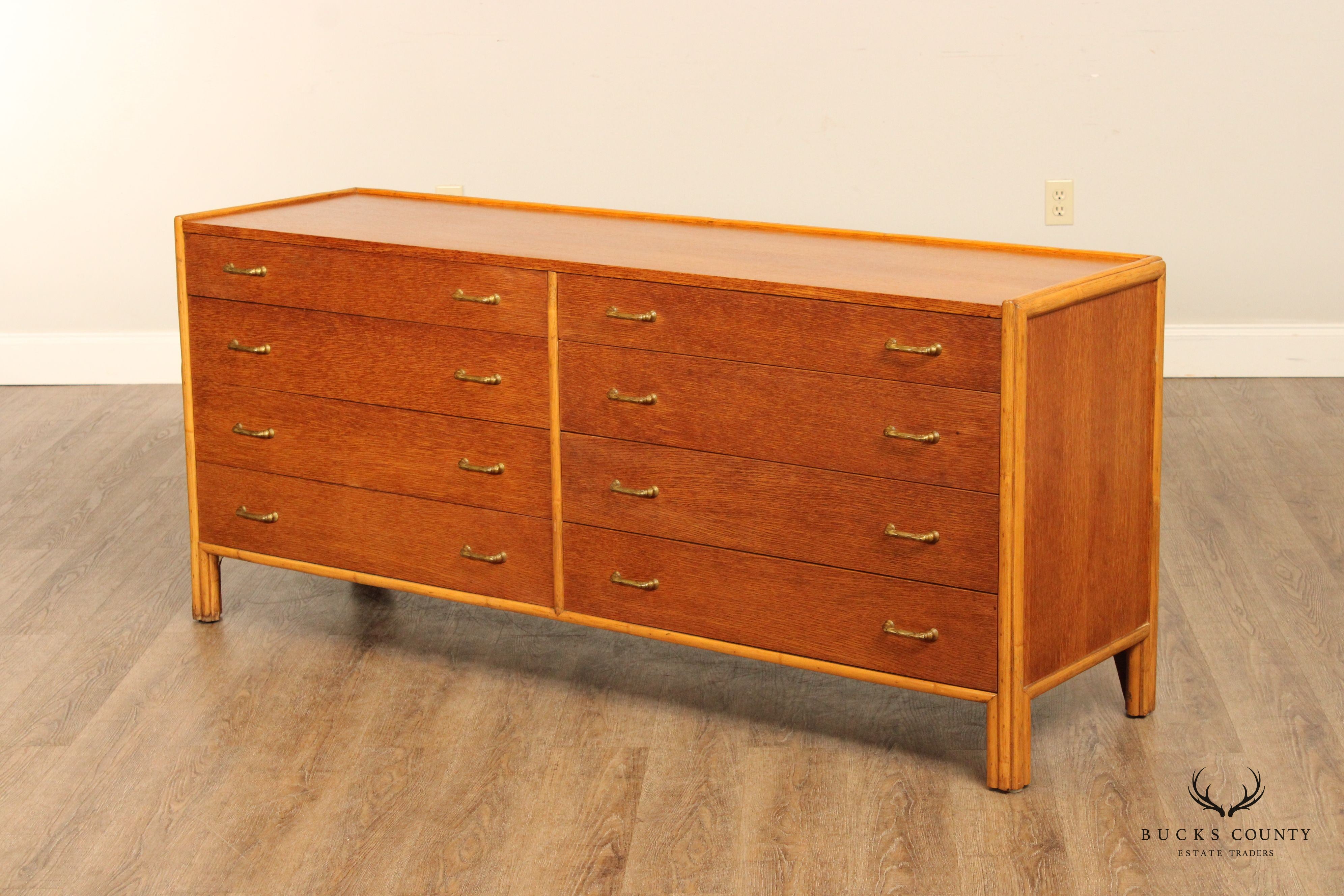 McGuire Mid Century Modern Oak Six-Drawer Dresser