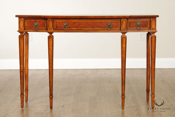 Hepplewhite Style Inlaid Yew Wood Narrow Console Table