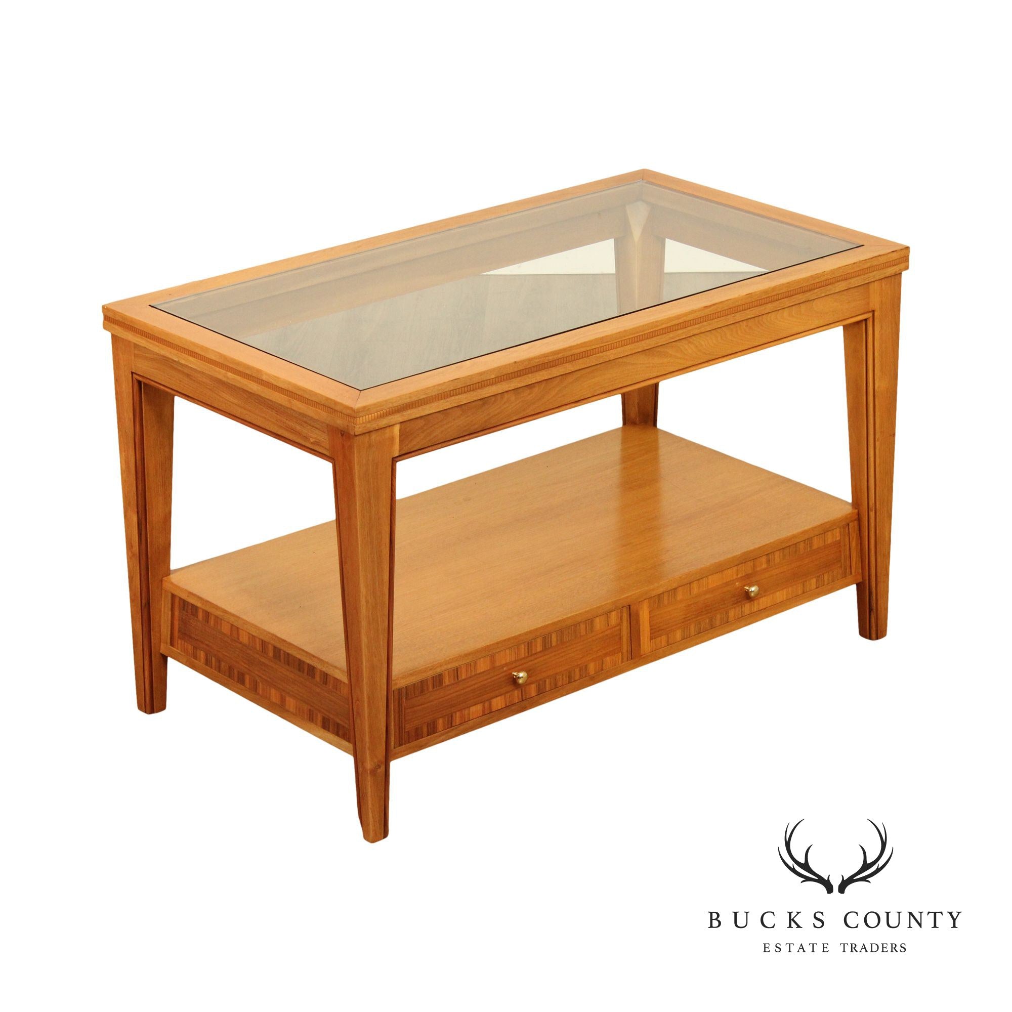 Transitional Two-Tier Glass Top Tall Coffee Table