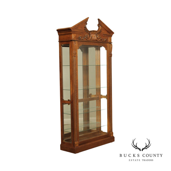 Pulaski Furniture Greek Revival Style Carved Oak Illuminated  Display Cabinet