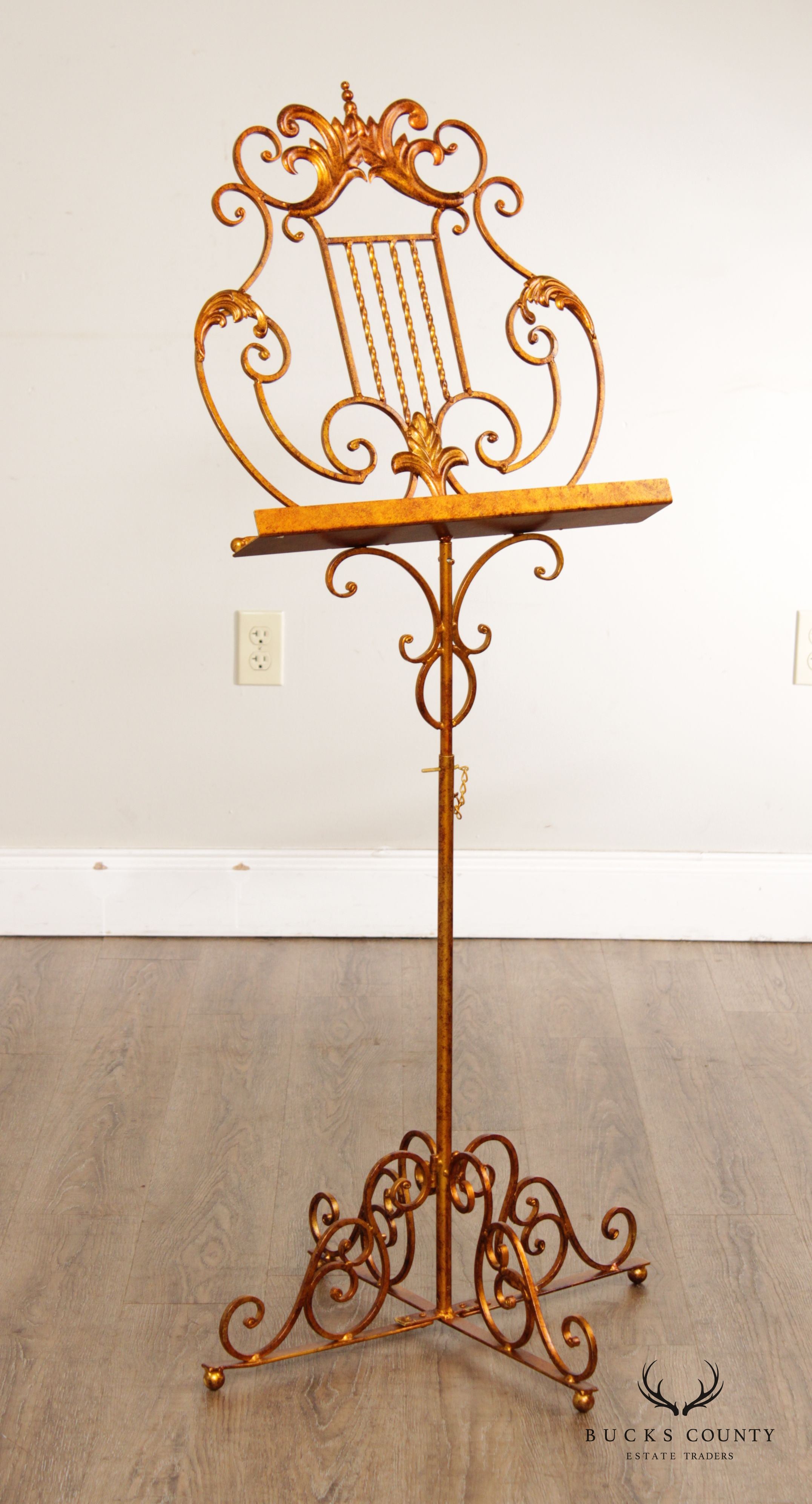 Victorian Style Italian Gilt Metal Music Stand